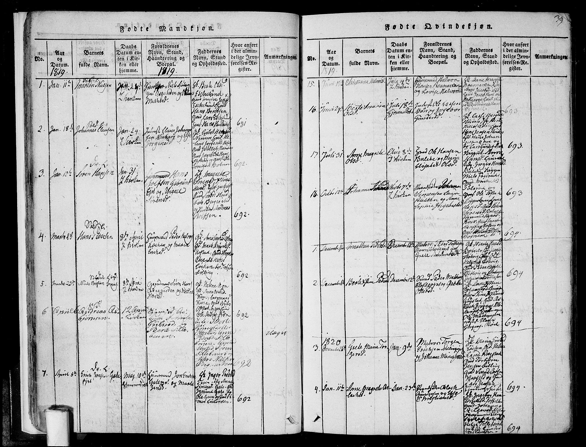 Rygge prestekontor Kirkebøker, AV/SAO-A-10084b/F/Fa/L0003: Parish register (official) no. 3, 1814-1836, p. 38-39