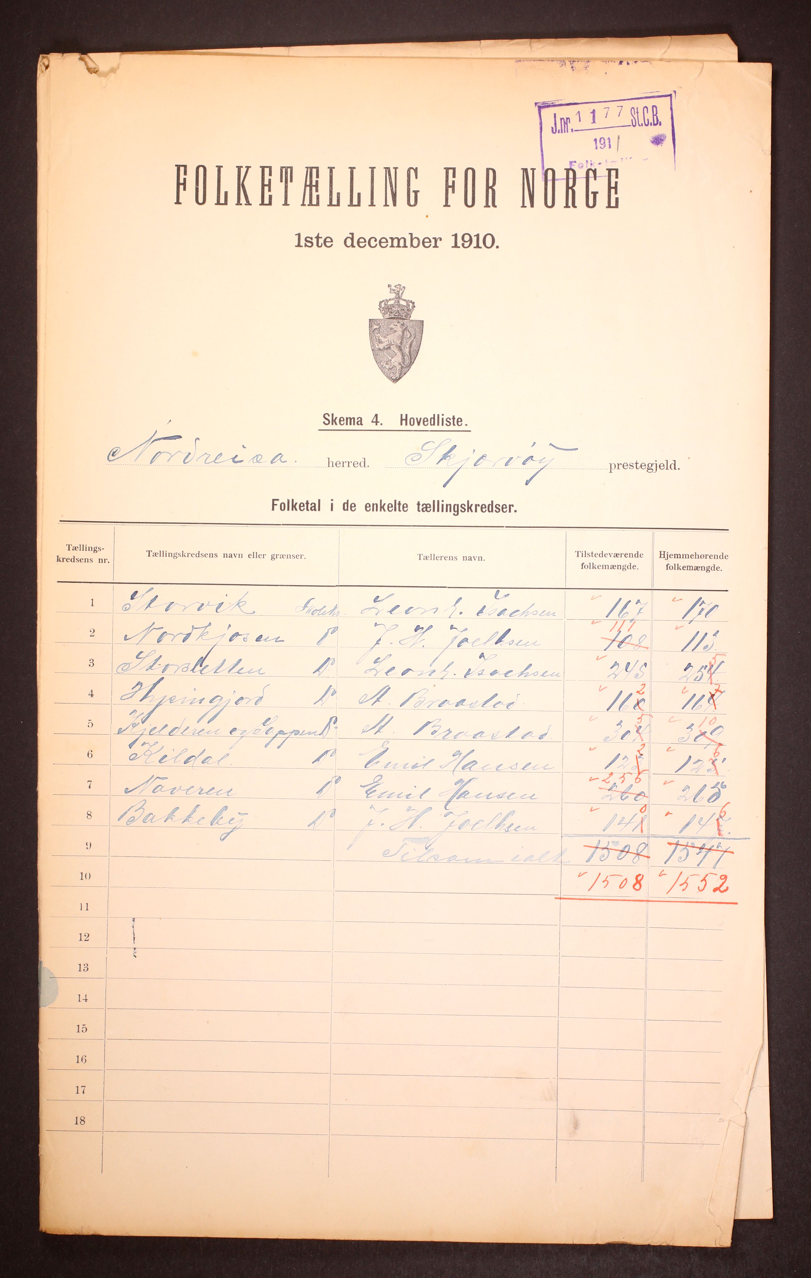 RA, 1910 census for Nordreisa, 1910, p. 2