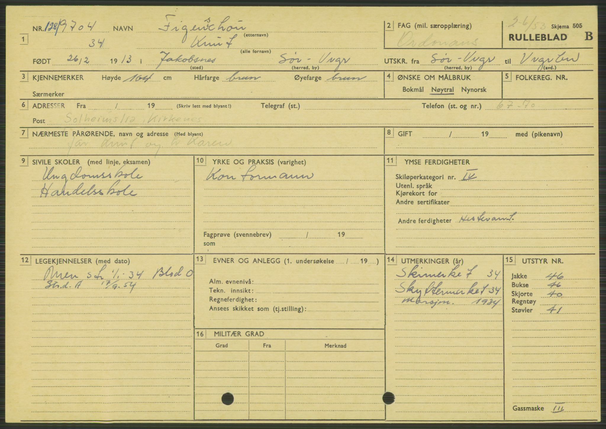 Forsvaret, Varanger bataljon, AV/RA-RAFA-2258/1/D/L0444: Rulleblad for menige født 1913-1914, 1913-1914, p. 64