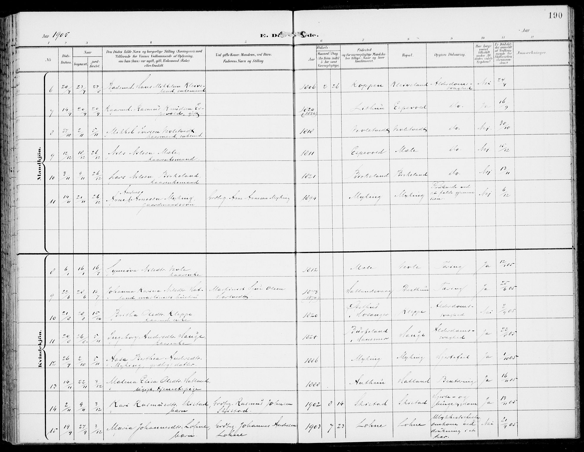 Haus sokneprestembete, AV/SAB-A-75601/H/Haa: Parish register (official) no. C  2, 1900-1915, p. 190