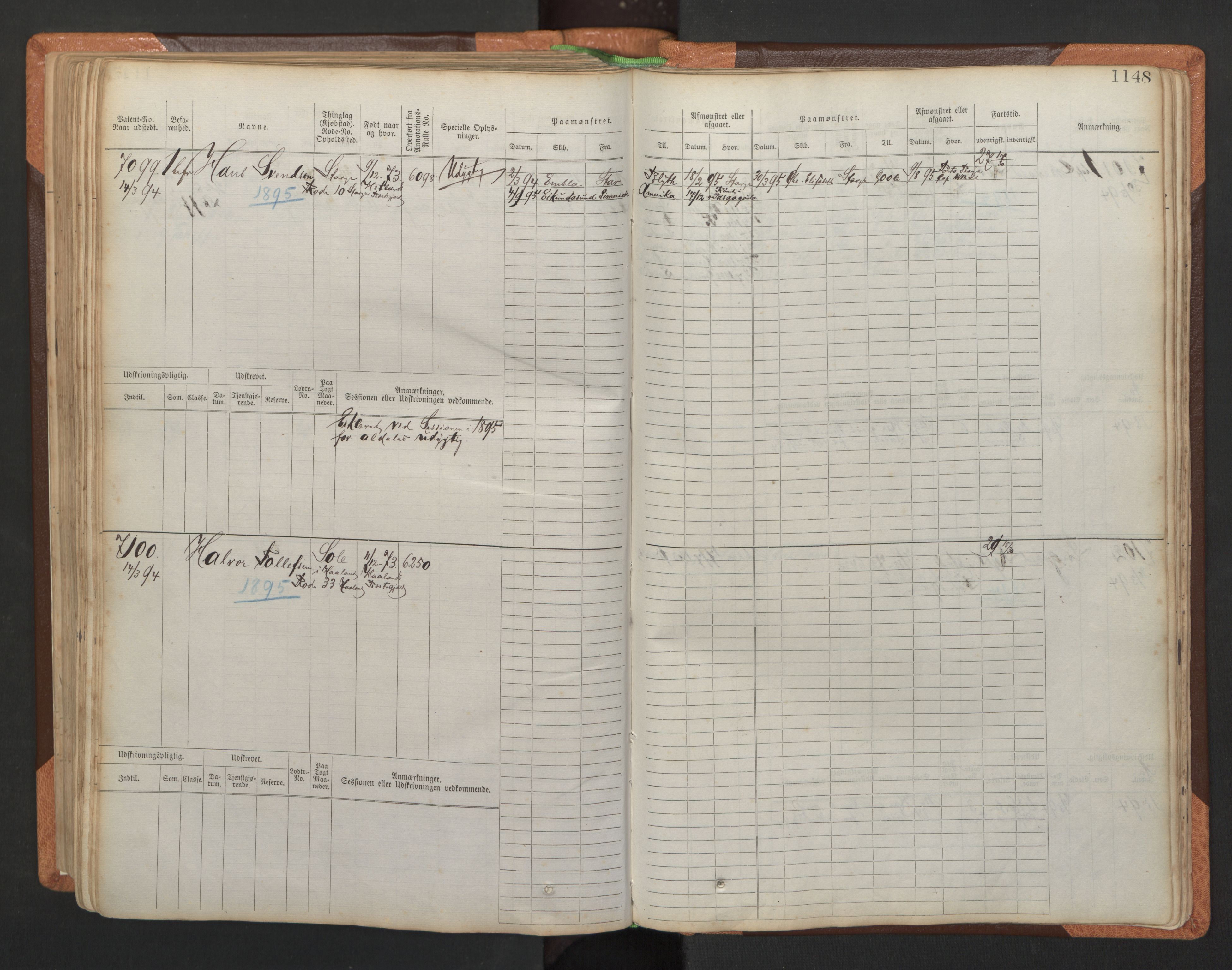 Stavanger sjømannskontor, SAST/A-102006/F/Fb/Fbb/L0011: Sjøfartshovedrulle, patentnr. 6607-7206 (del 2), 1887-1896, p. 251