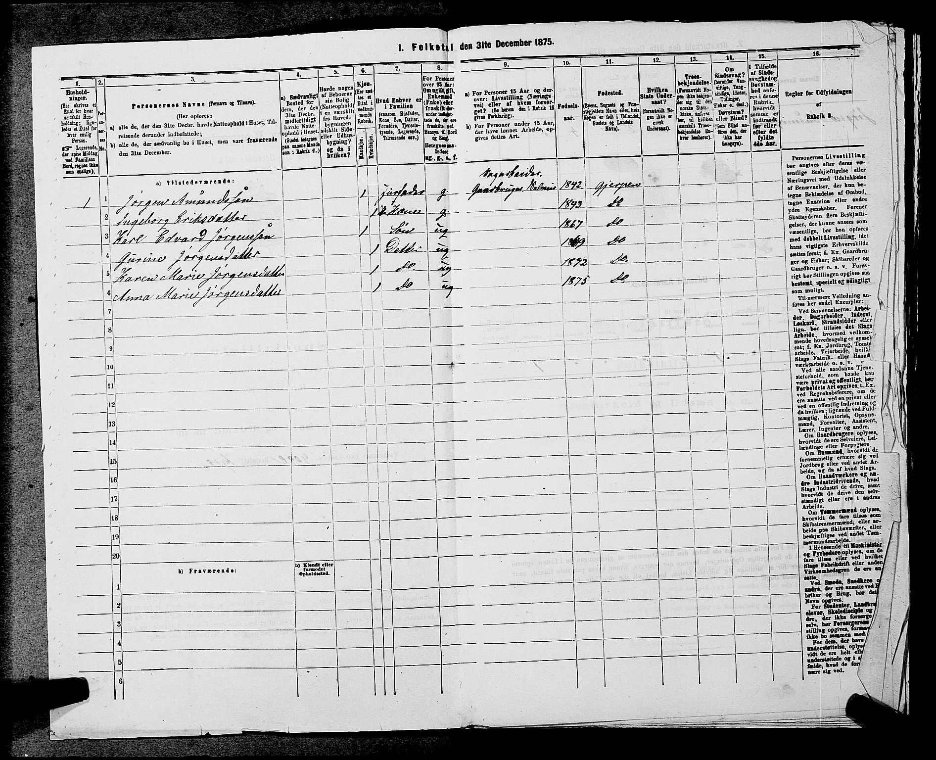 SAKO, 1875 census for 0812P Gjerpen, 1875, p. 724