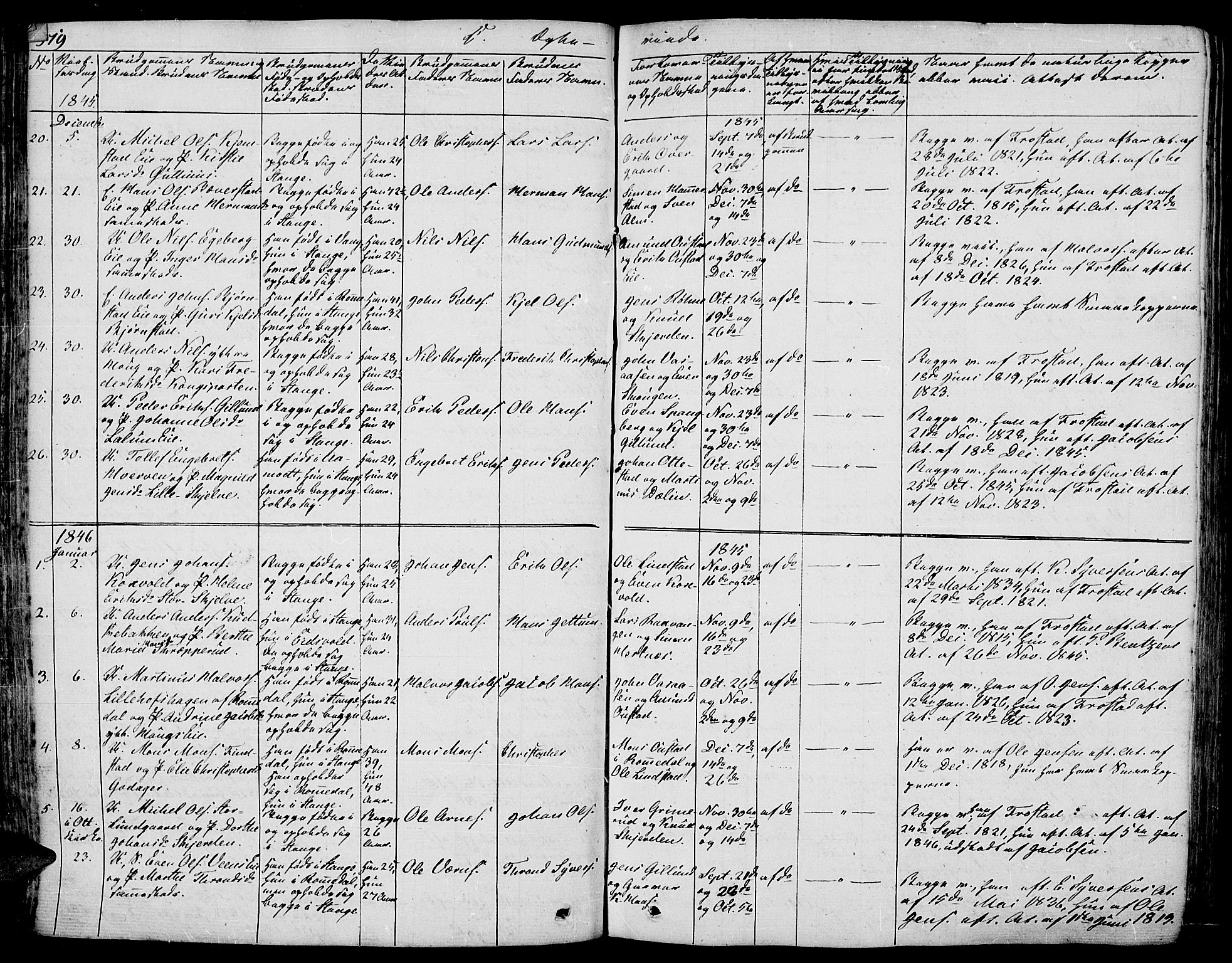 Stange prestekontor, AV/SAH-PREST-002/L/L0003: Parish register (copy) no. 3, 1840-1864, p. 319