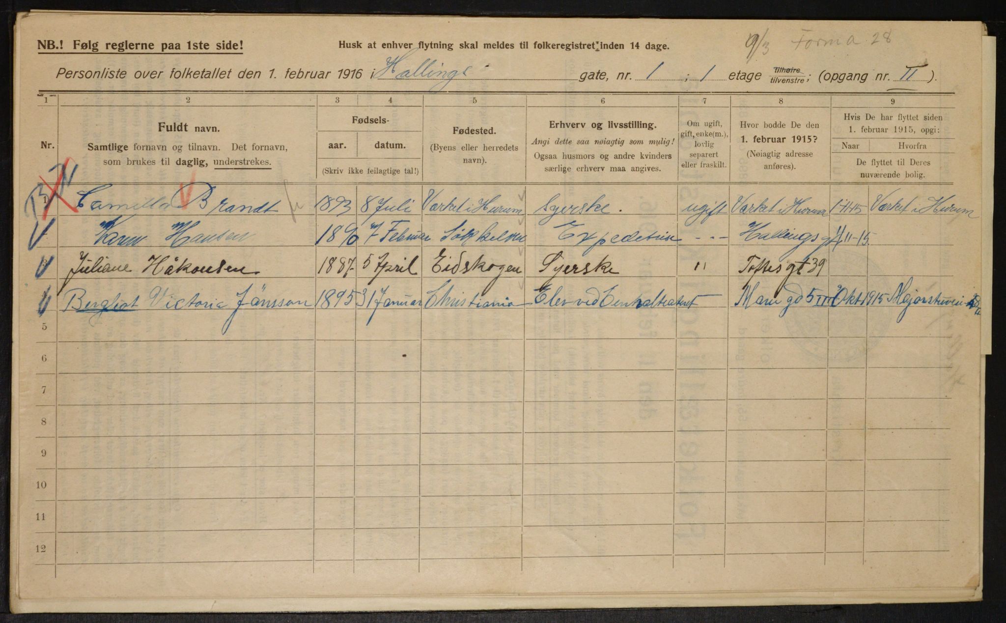 OBA, Municipal Census 1916 for Kristiania, 1916, p. 34598