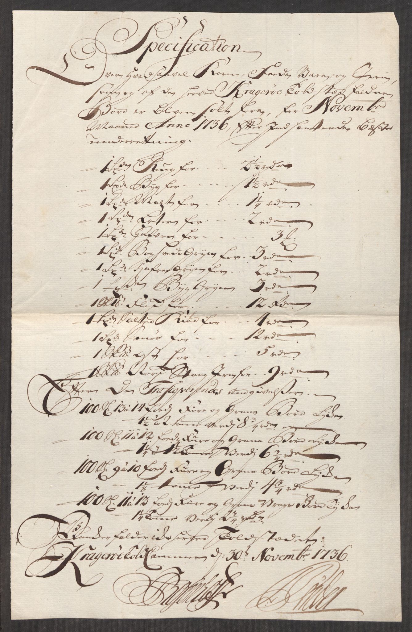 Rentekammeret inntil 1814, Realistisk ordnet avdeling, AV/RA-EA-4070/Oe/L0001: [Ø1]: Priskuranter, 1712-1739, p. 396