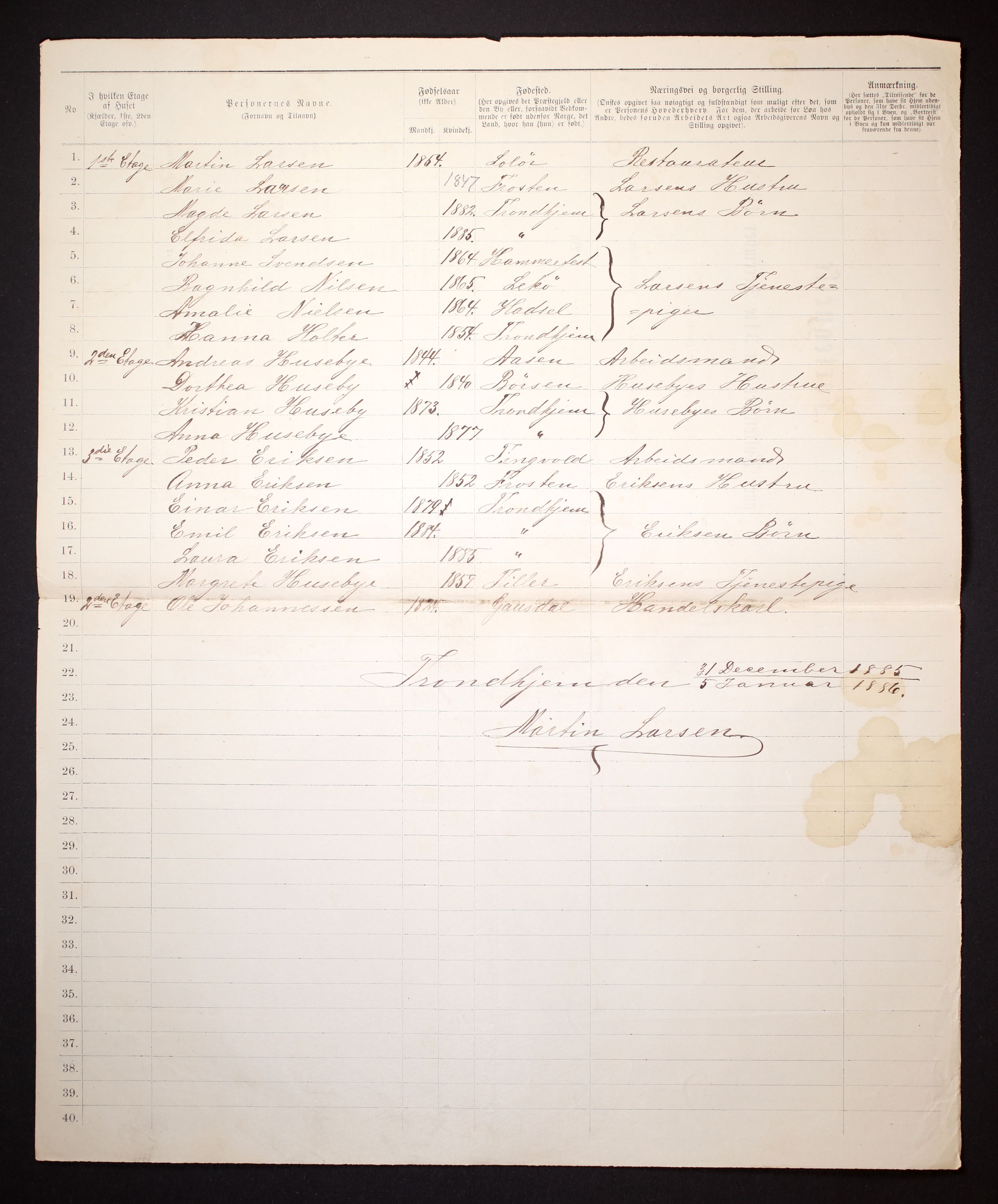 SAT, 1885 census for 1601 Trondheim, 1885, p. 1766