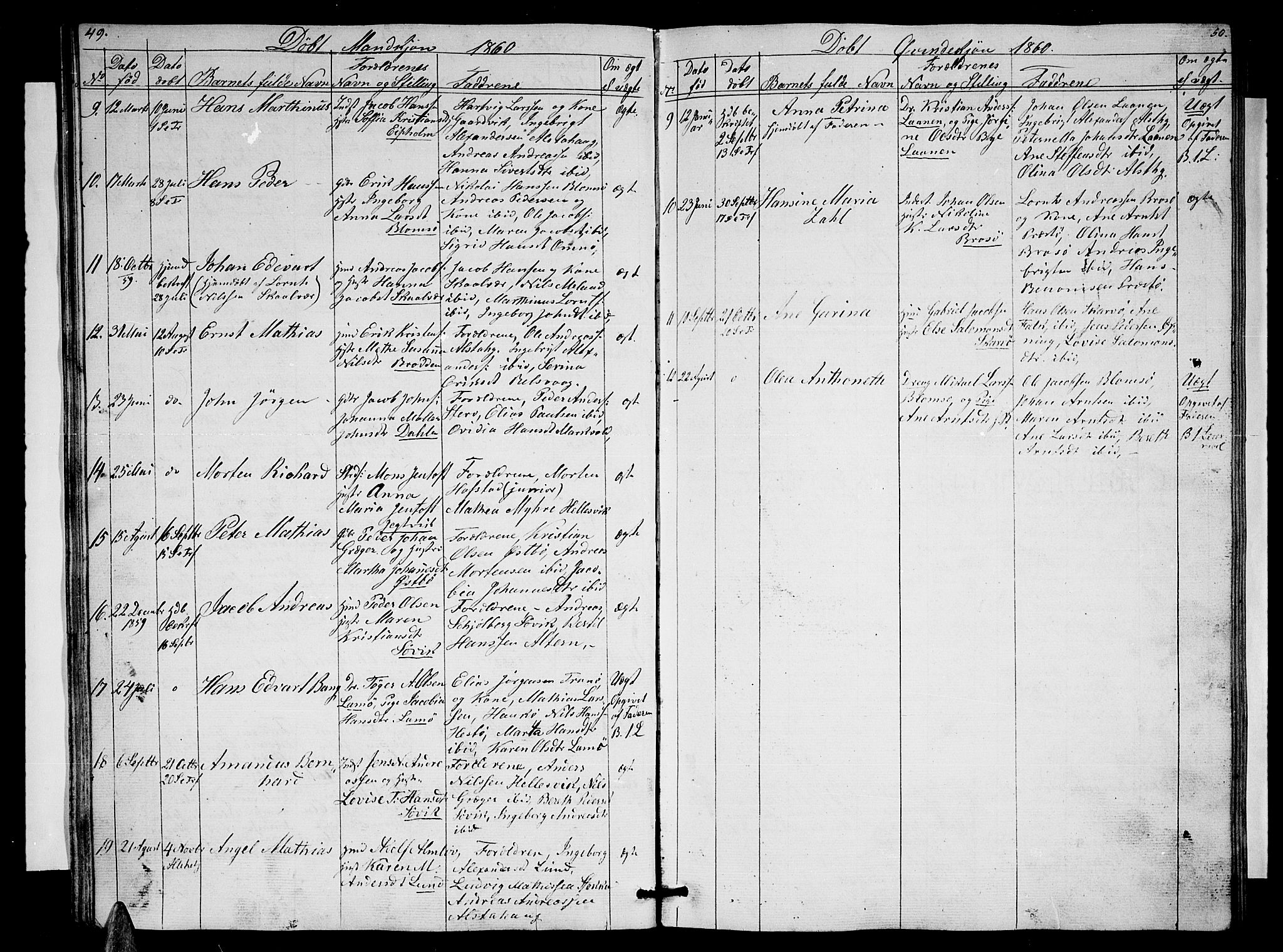Ministerialprotokoller, klokkerbøker og fødselsregistre - Nordland, SAT/A-1459/830/L0460: Parish register (copy) no. 830C02, 1843-1865, p. 49-50