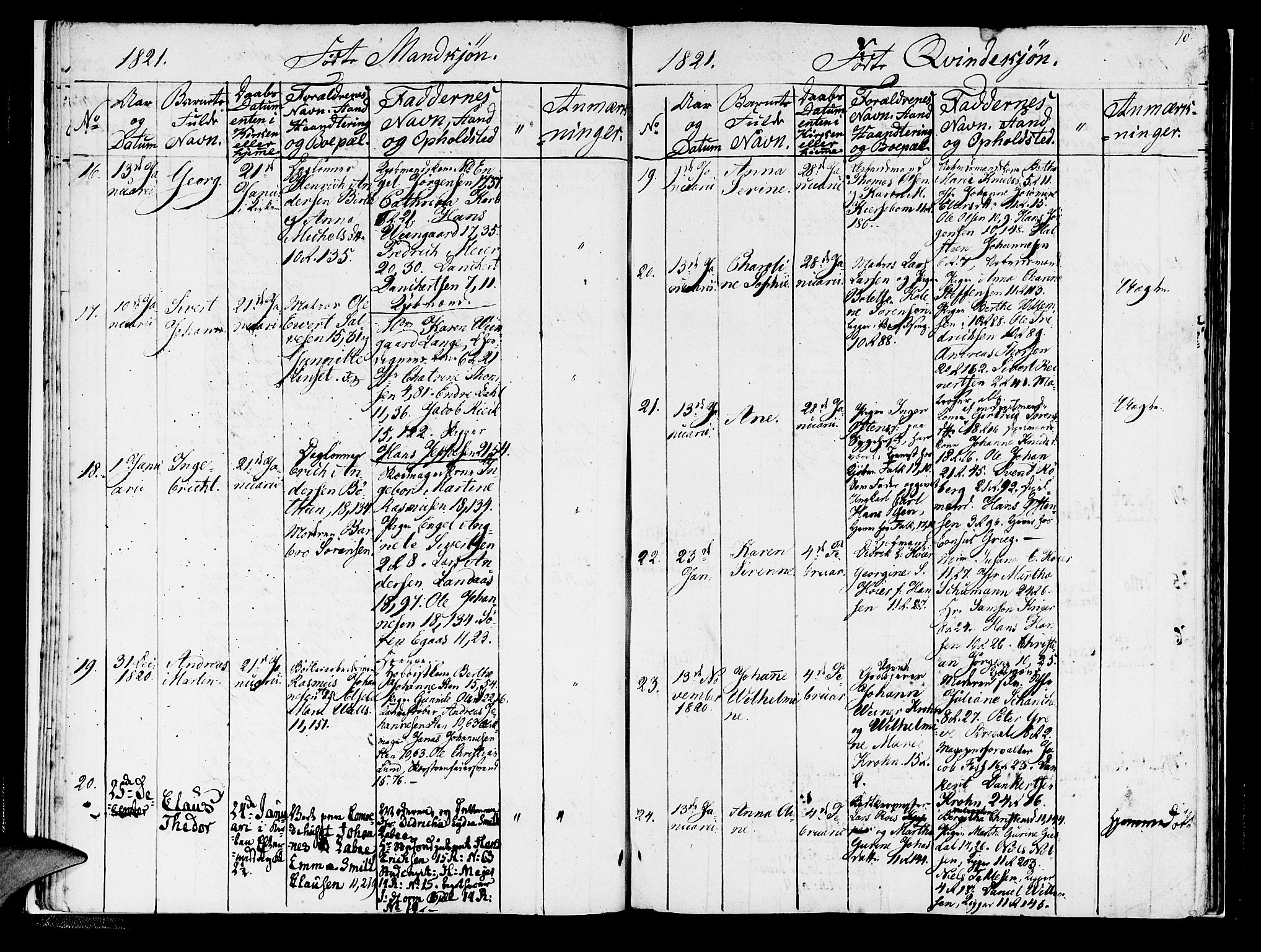 Domkirken sokneprestembete, SAB/A-74801/H/Haa/L0011: Parish register (official) no. A 11, 1820-1821, p. 10