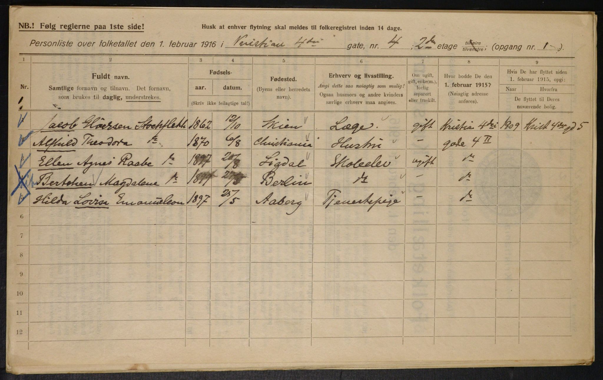 OBA, Municipal Census 1916 for Kristiania, 1916, p. 55290