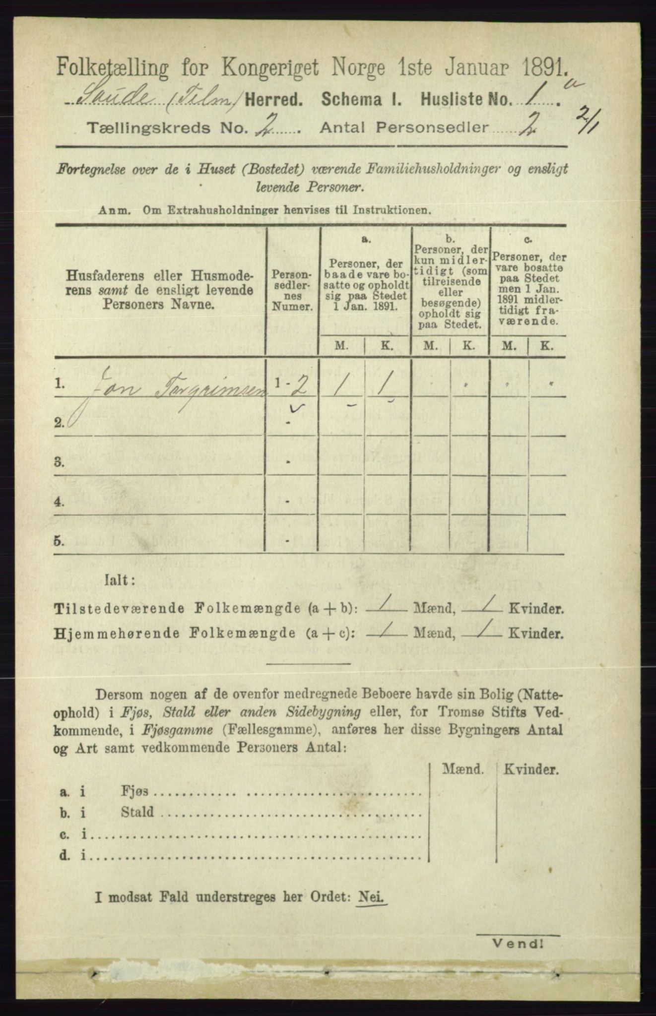 RA, 1891 census for 0822 Sauherad, 1891, p. 388
