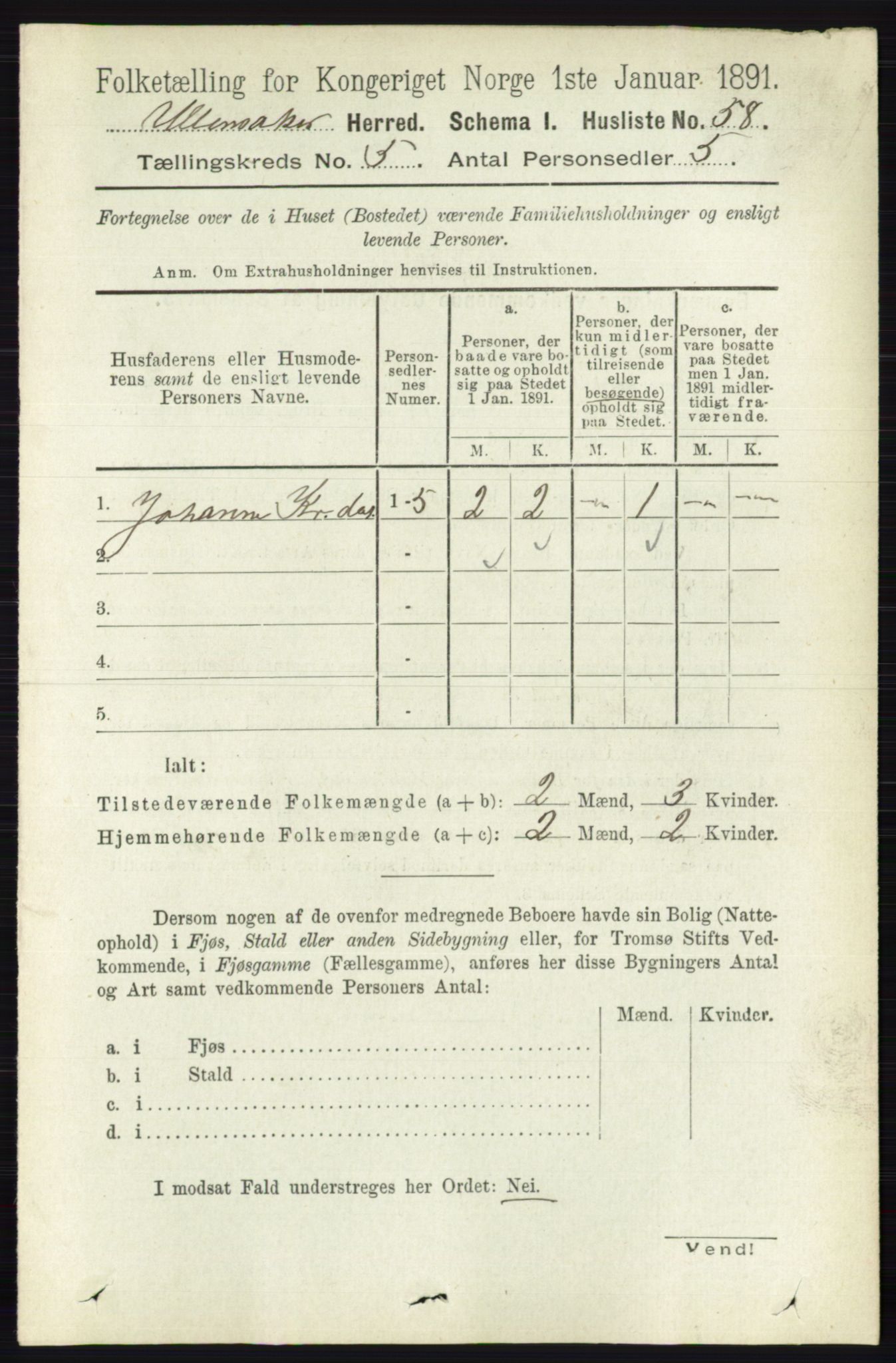 RA, 1891 census for 0235 Ullensaker, 1891, p. 2086