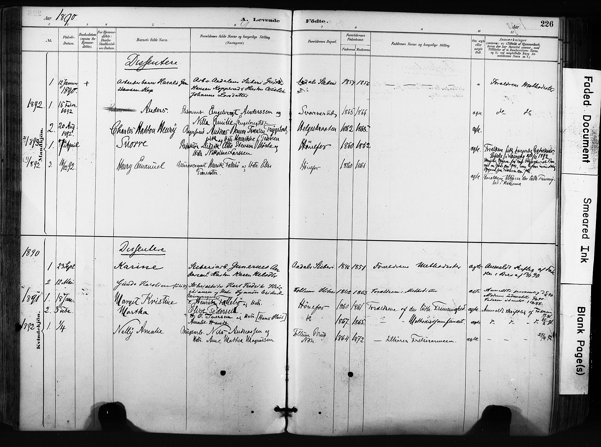 Norderhov kirkebøker, SAKO/A-237/F/Fa/L0016: Parish register (official) no. 16, 1885-1902, p. 226