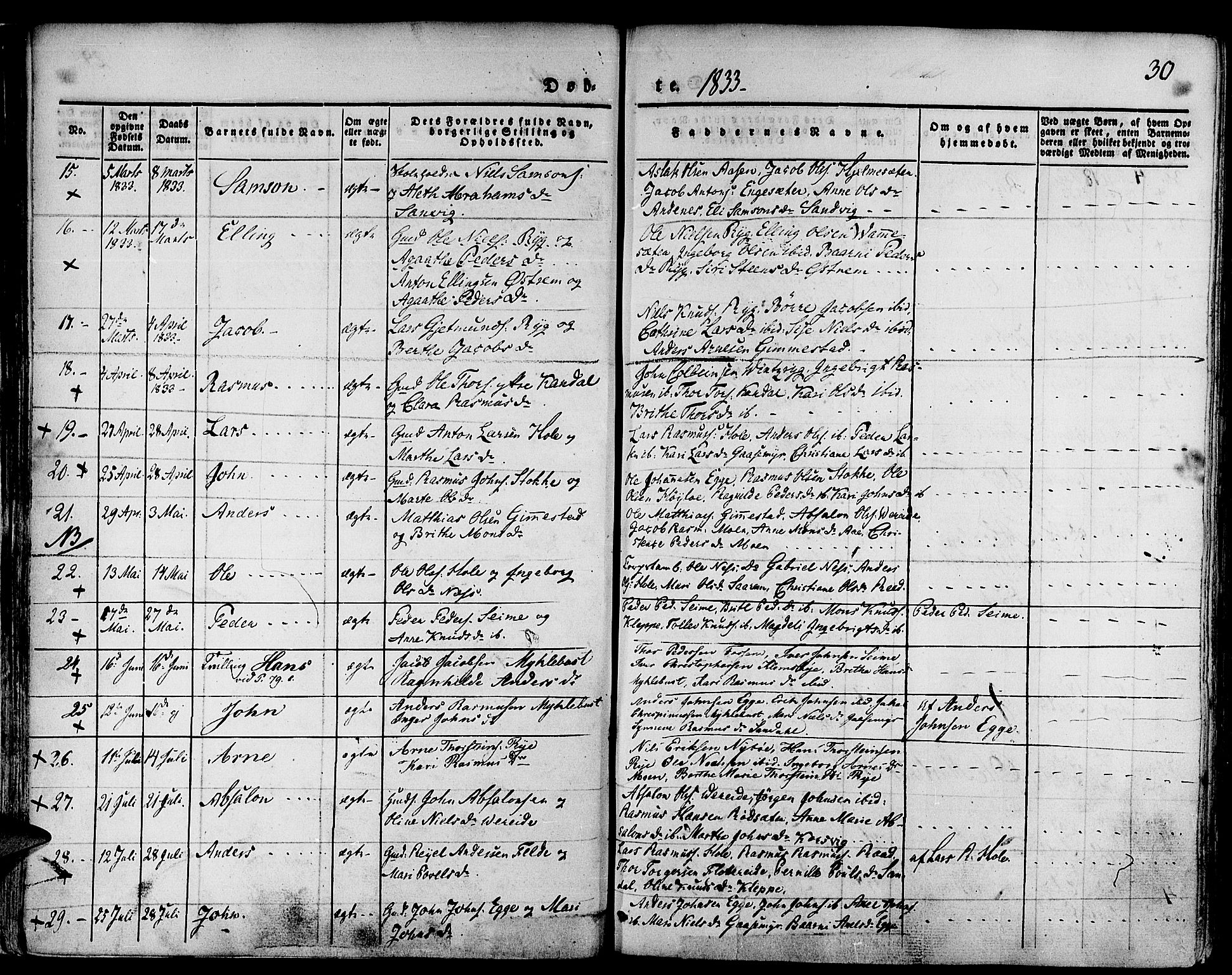 Gloppen sokneprestembete, SAB/A-80101/H/Haa/Haaa/L0007: Parish register (official) no. A 7, 1827-1837, p. 30