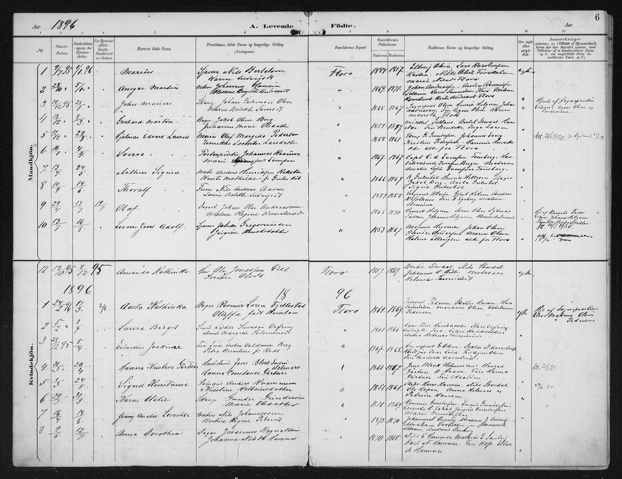Kinn sokneprestembete, SAB/A-80801/H/Haa/Haac/L0002: Parish register (official) no. C 2, 1895-1916, p. 6