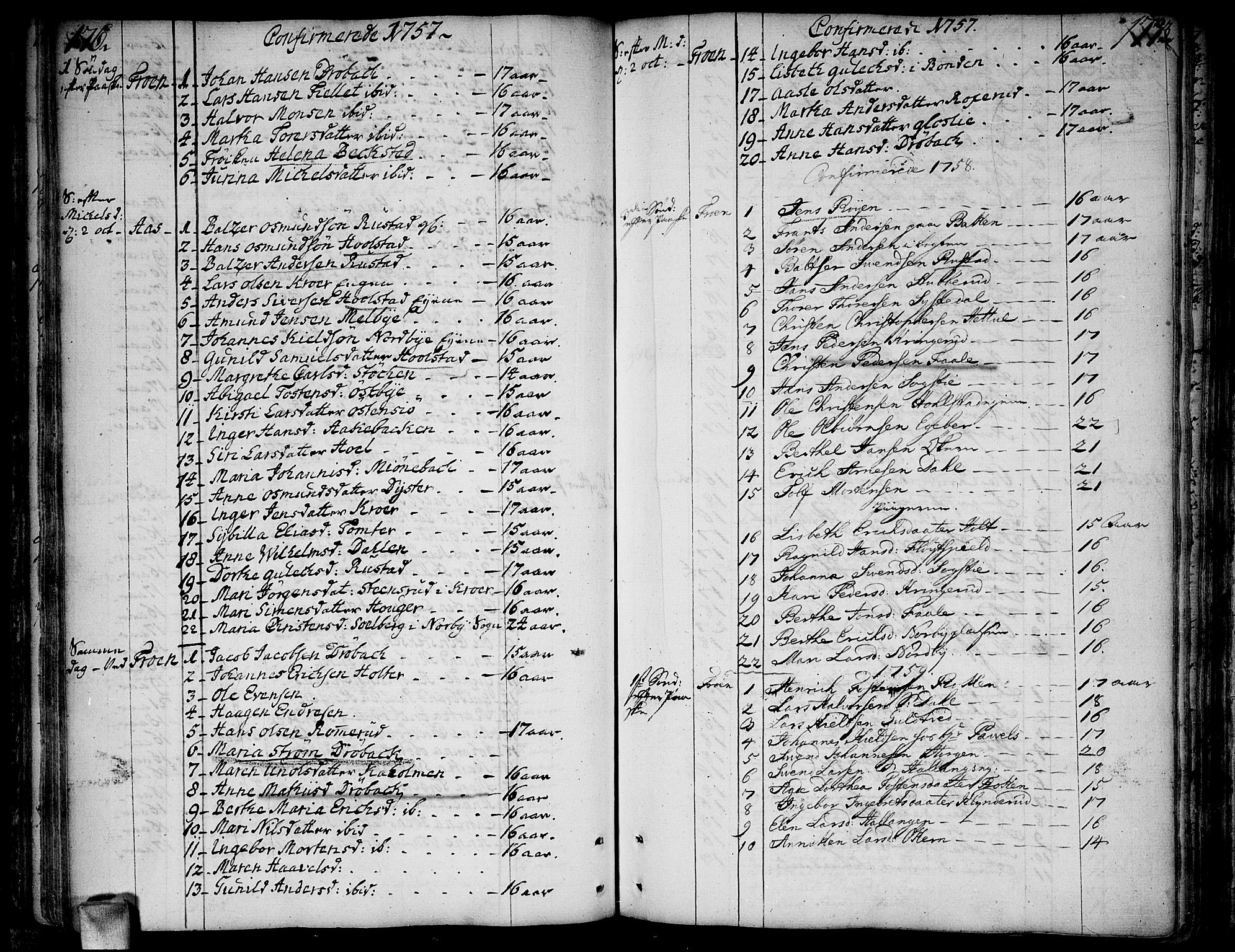 Ås prestekontor Kirkebøker, AV/SAO-A-10894/F/Fa/L0001: Parish register (official) no. I 1, 1742-1778, p. 176-177