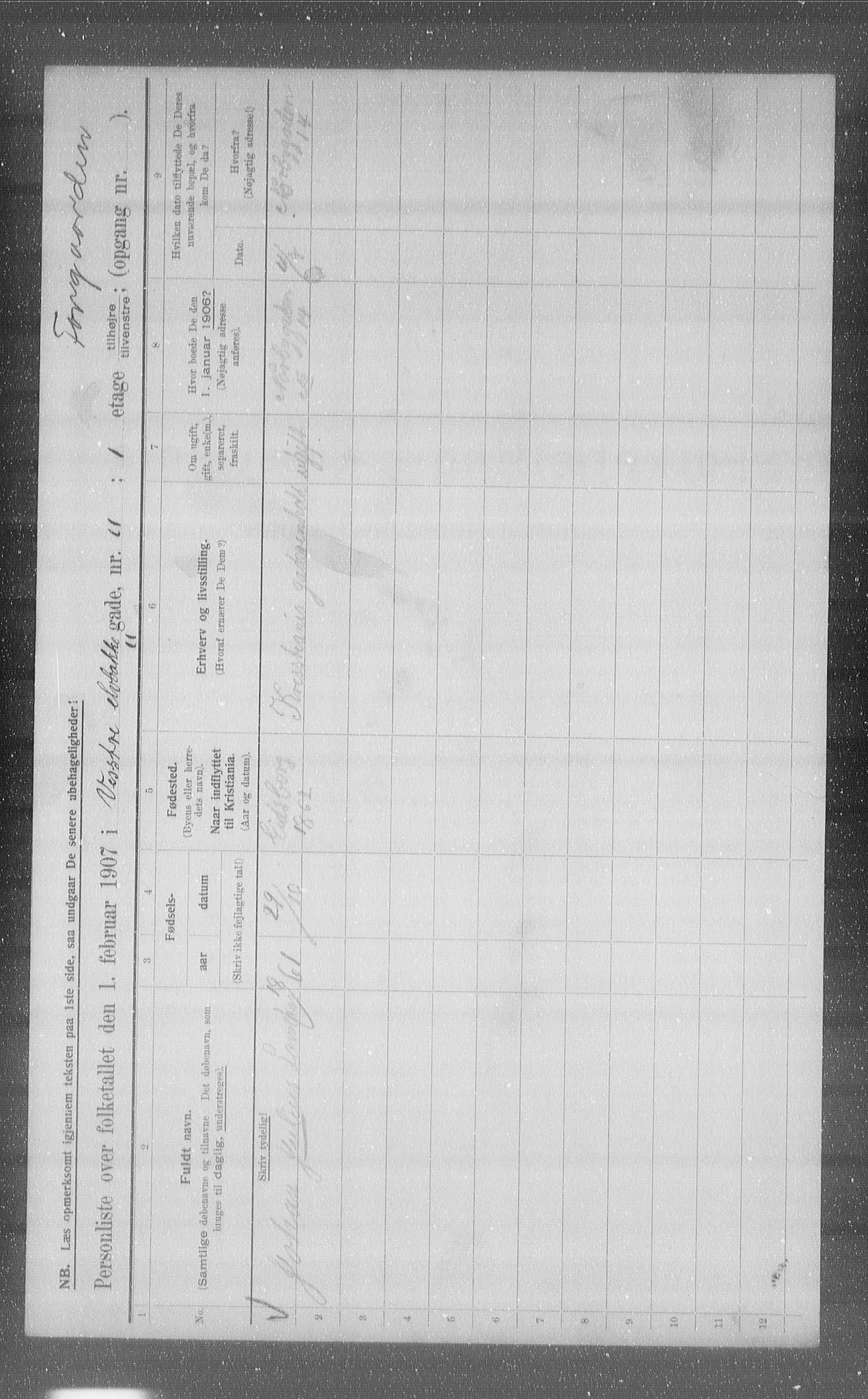 OBA, Municipal Census 1907 for Kristiania, 1907, p. 62307