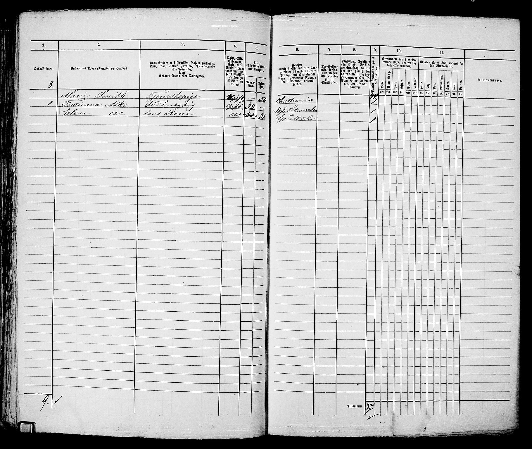 RA, 1865 census for Kristiania, 1865, p. 2895