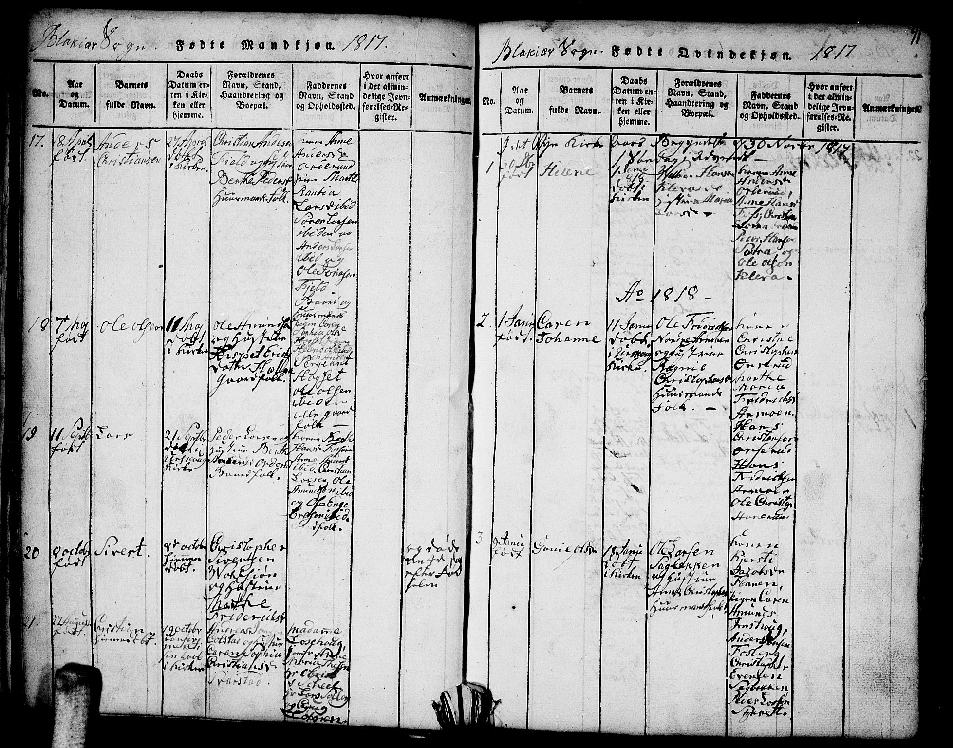 Aurskog prestekontor Kirkebøker, SAO/A-10304a/F/Fa/L0005: Parish register (official) no. I 5, 1814-1829, p. 71