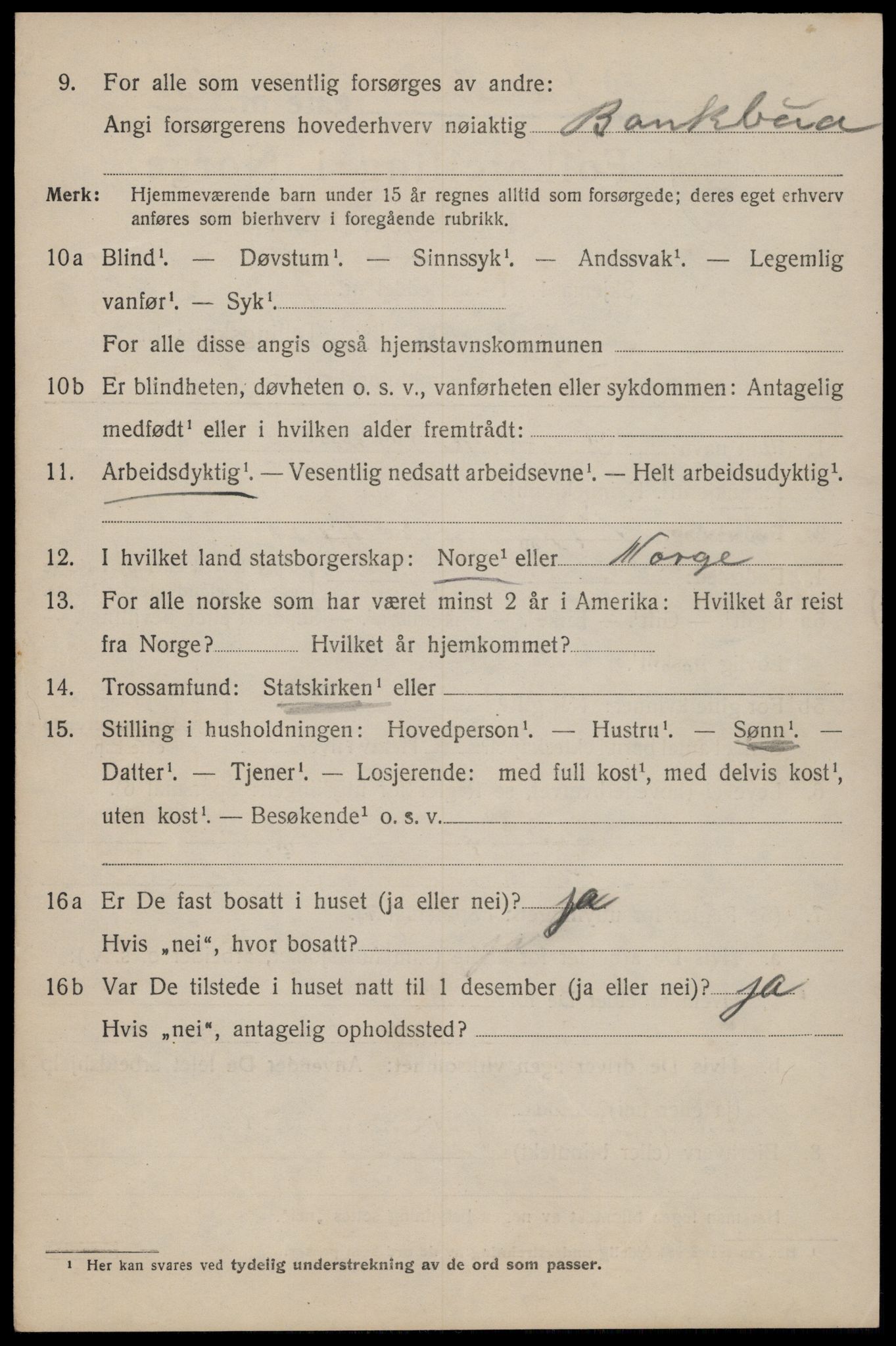 SAT, 1920 census for Trondheim, 1920, p. 70061