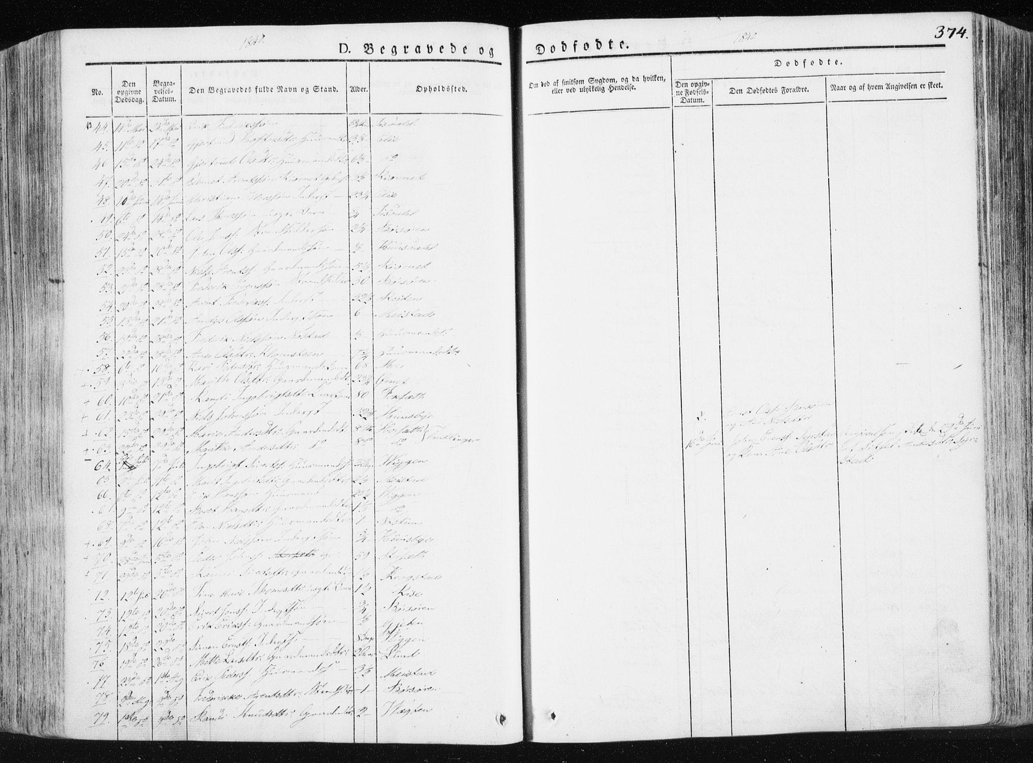 Ministerialprotokoller, klokkerbøker og fødselsregistre - Sør-Trøndelag, SAT/A-1456/665/L0771: Parish register (official) no. 665A06, 1830-1856, p. 374