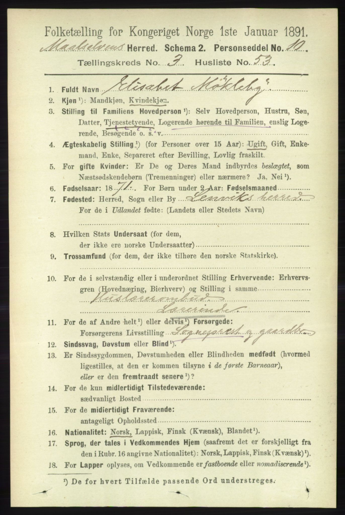 RA, 1891 census for 1924 Målselv, 1891, p. 963