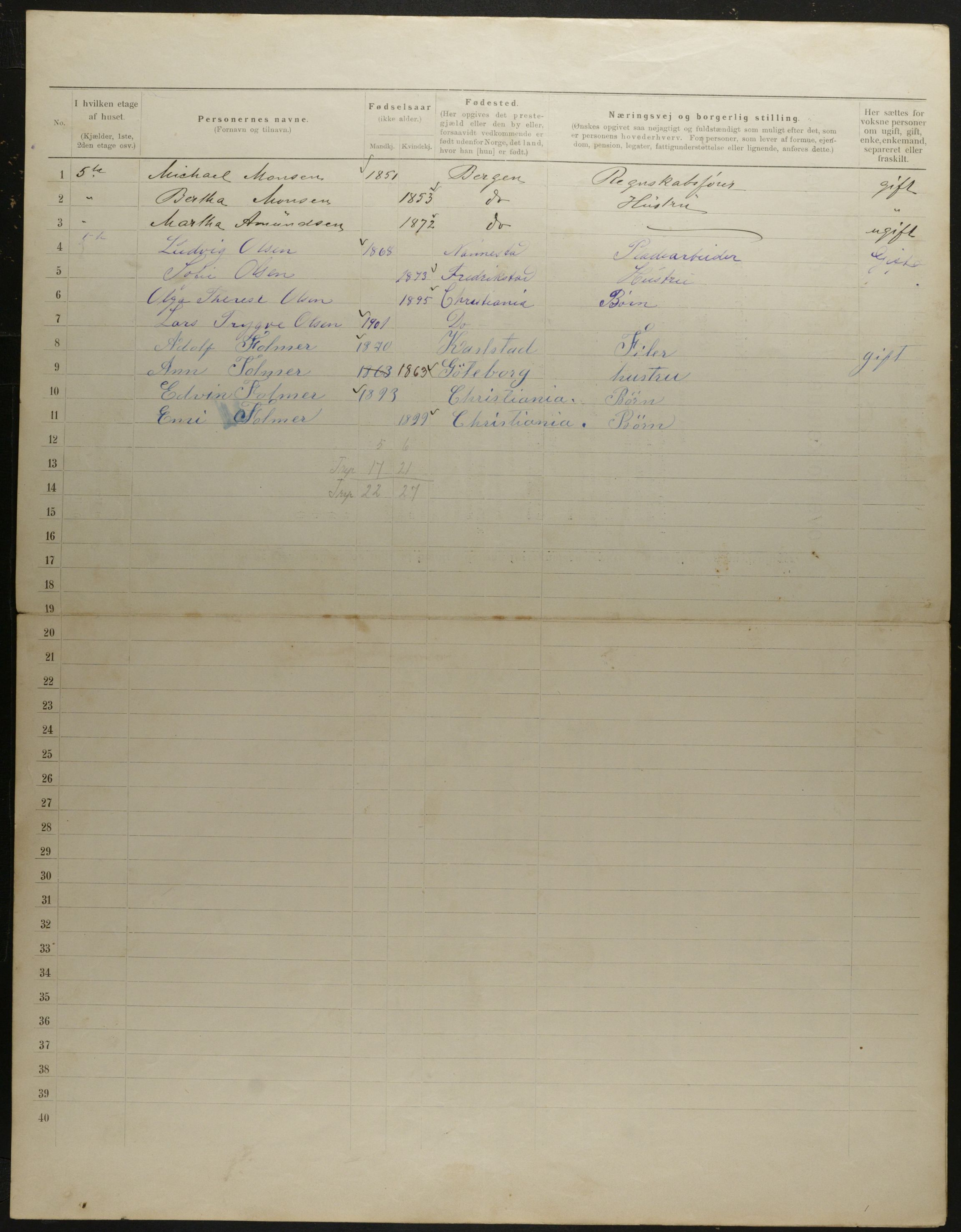 OBA, Municipal Census 1901 for Kristiania, 1901, p. 8014