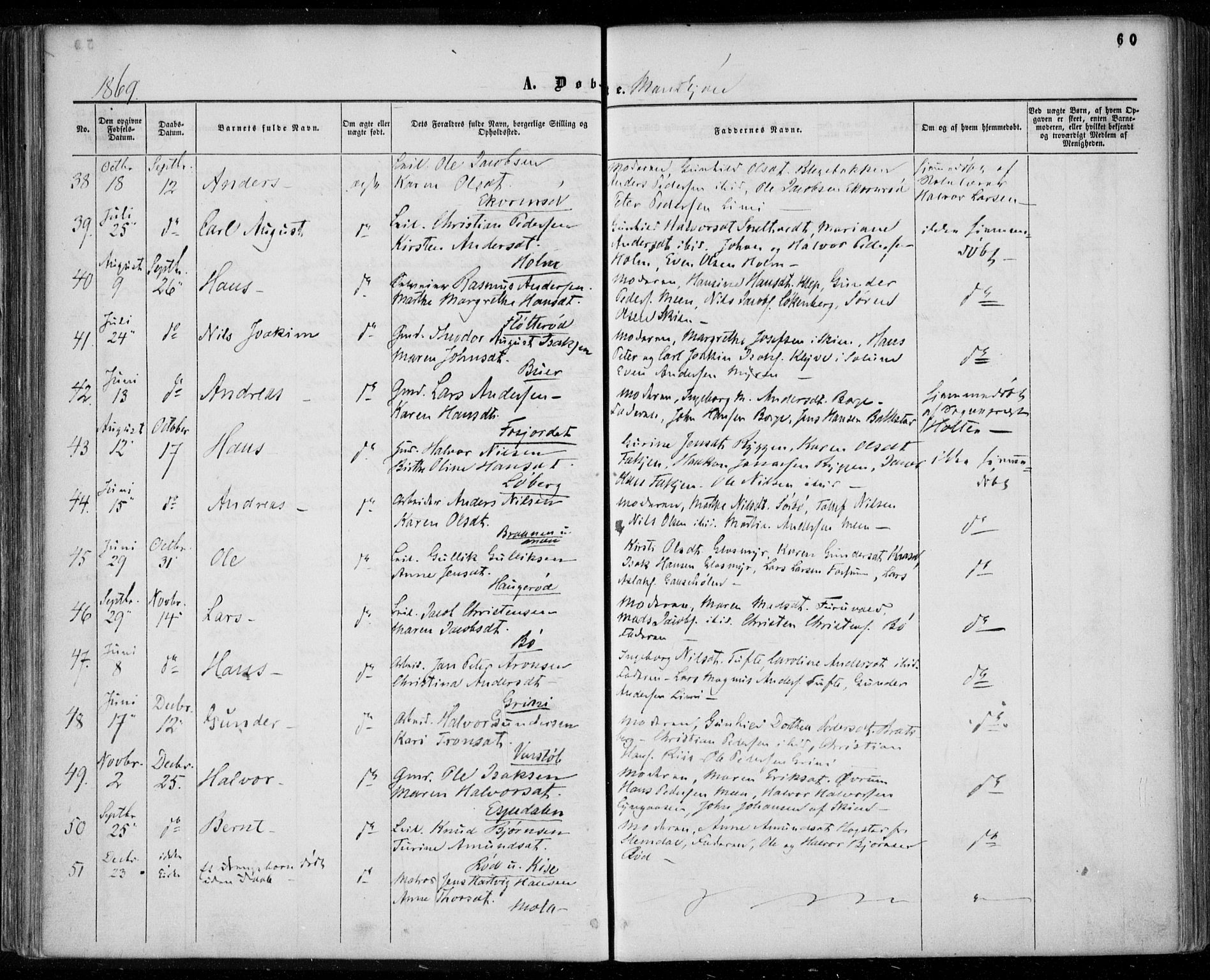 Gjerpen kirkebøker, SAKO/A-265/F/Fa/L0008a: Parish register (official) no. I 8A, 1857-1871, p. 60