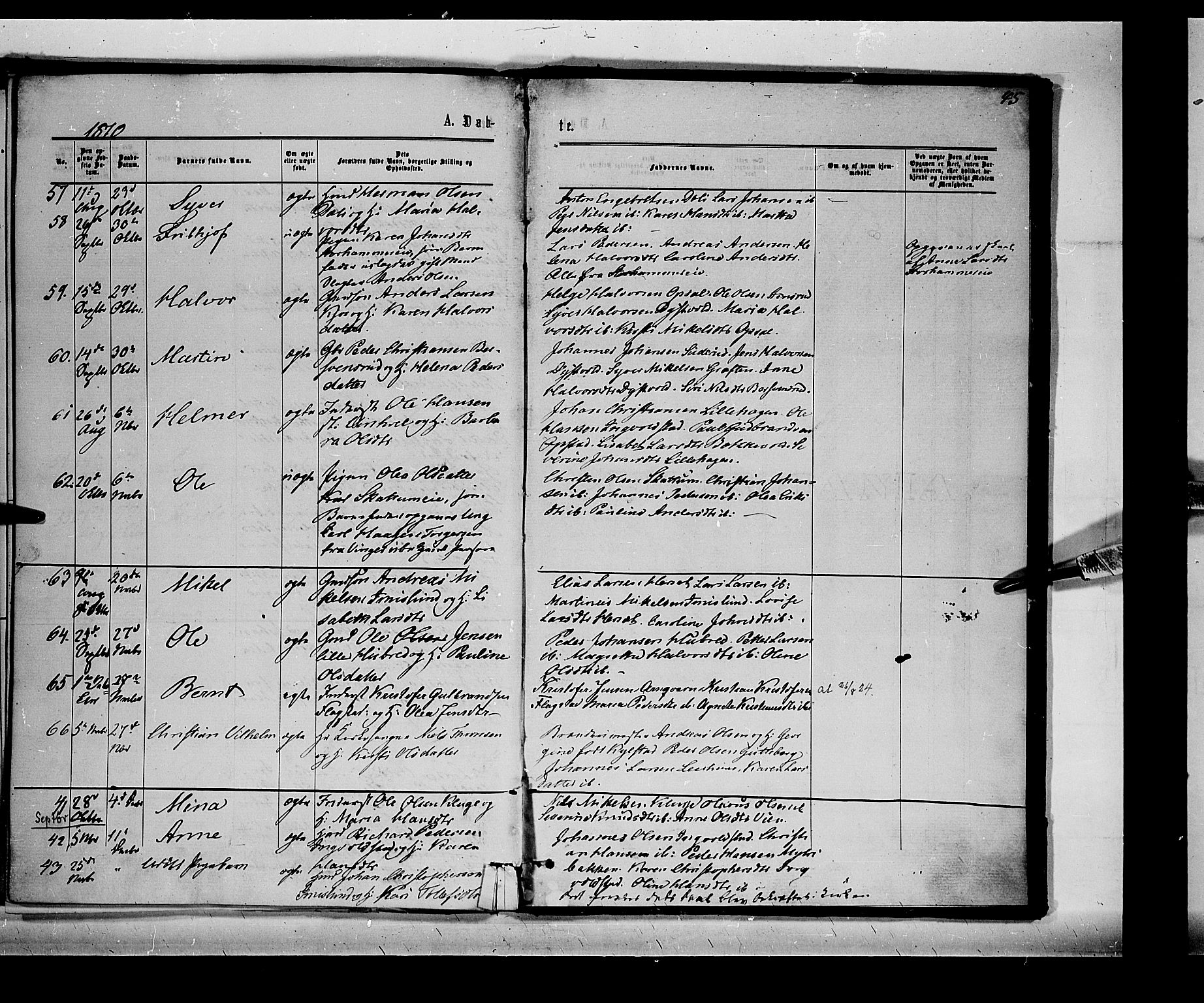 Vang prestekontor, Hedmark, AV/SAH-PREST-008/H/Ha/Haa/L0014: Parish register (official) no. 14, 1866-1870, p. 45