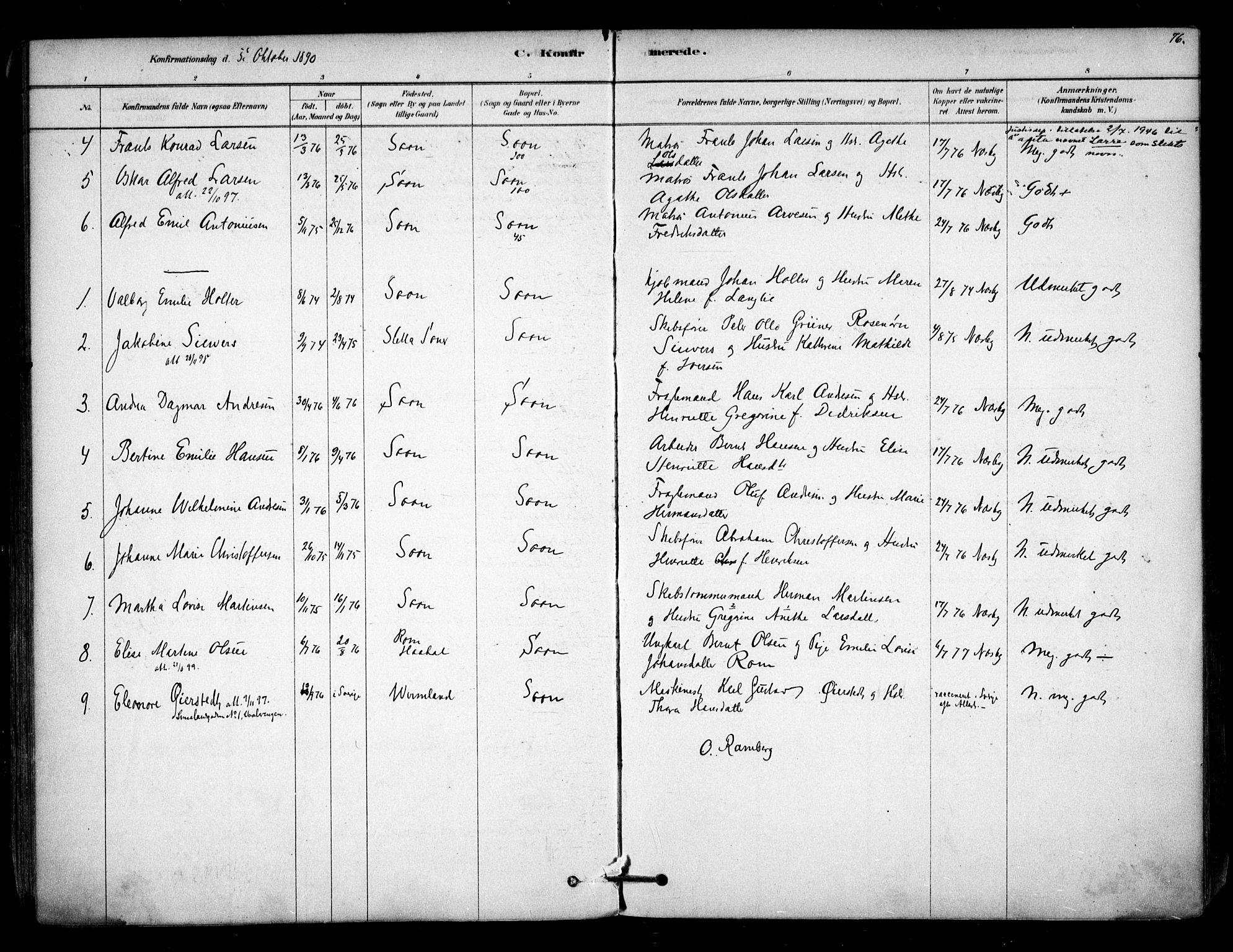 Vestby prestekontor Kirkebøker, SAO/A-10893/F/Fc/L0001: Parish register (official) no. III 1, 1878-1906, p. 76