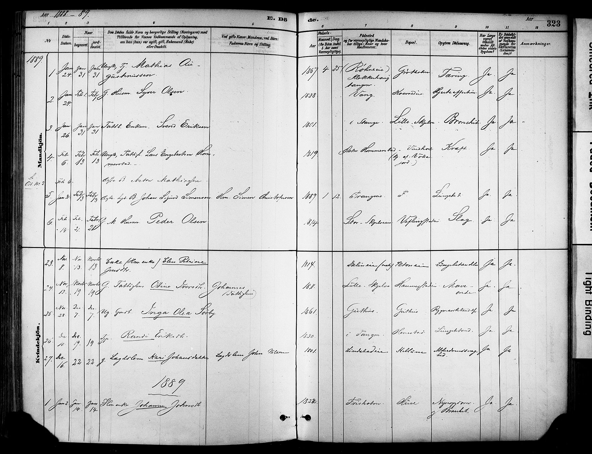 Stange prestekontor, AV/SAH-PREST-002/K/L0017: Parish register (official) no. 17, 1880-1893, p. 323