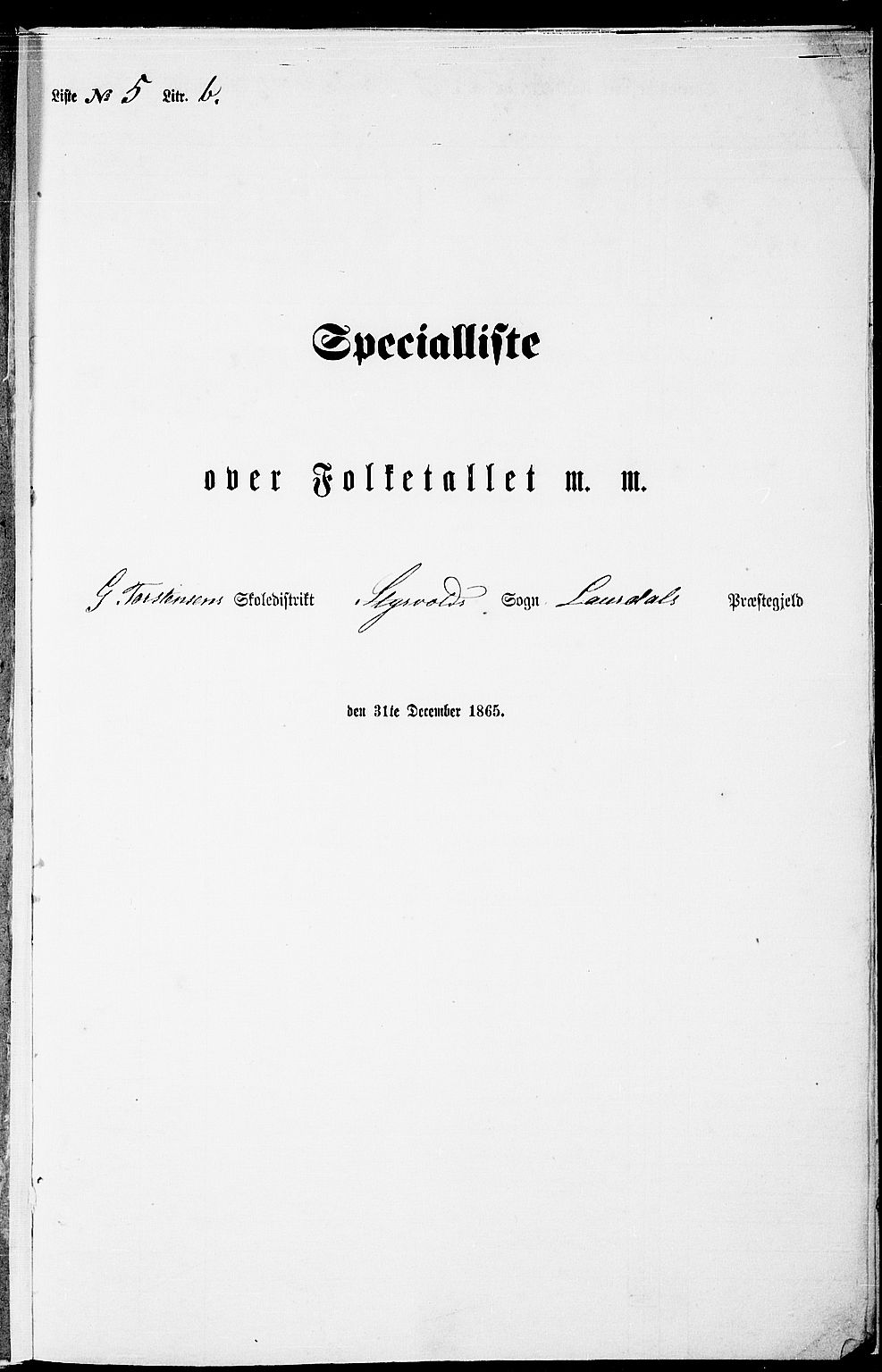 RA, 1865 census for Lardal, 1865, p. 105