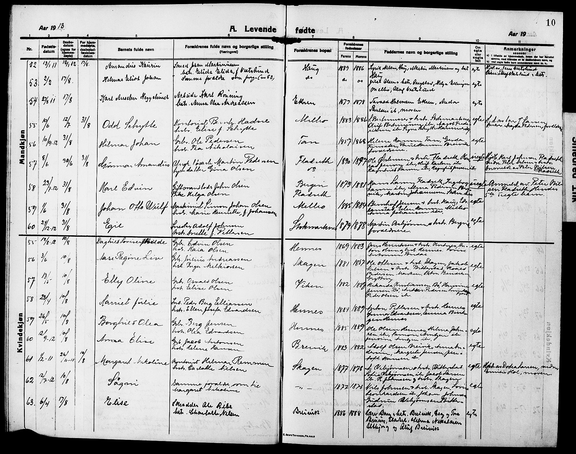 Ministerialprotokoller, klokkerbøker og fødselsregistre - Nordland, AV/SAT-A-1459/888/L1269: Parish register (copy) no. 888C07, 1913-1927, p. 10