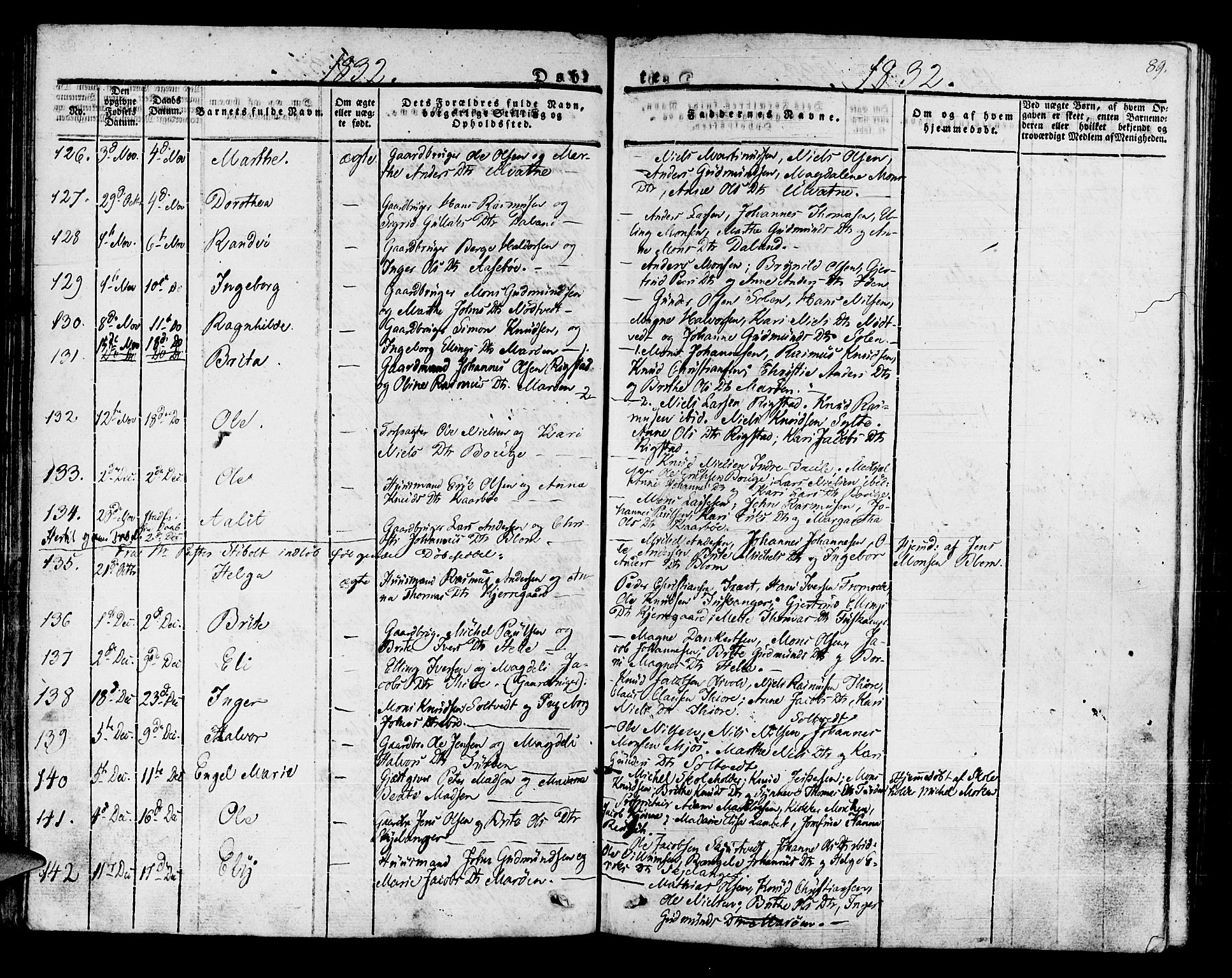 Manger sokneprestembete, SAB/A-76801/H/Haa: Parish register (official) no. A 4, 1824-1838, p. 89