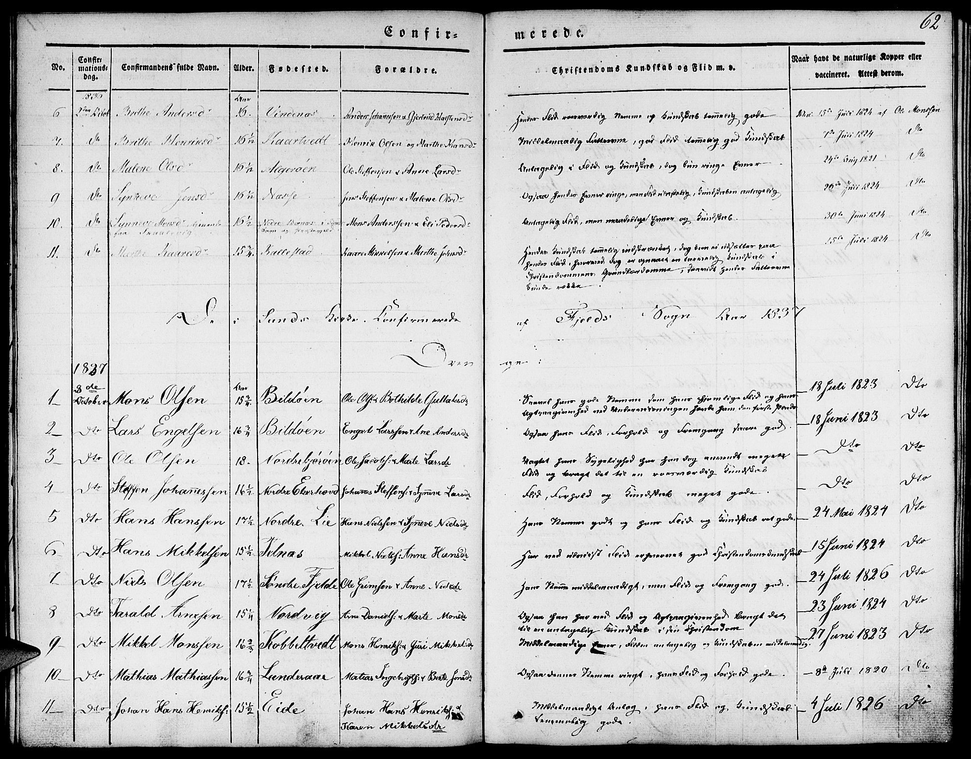 Fjell sokneprestembete, SAB/A-75301/H/Haa: Parish register (official) no. A 1, 1835-1850, p. 62
