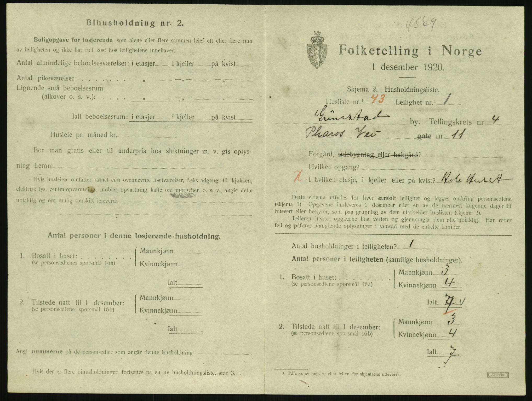 SAK, 1920 census for Grimstad, 1920, p. 1951