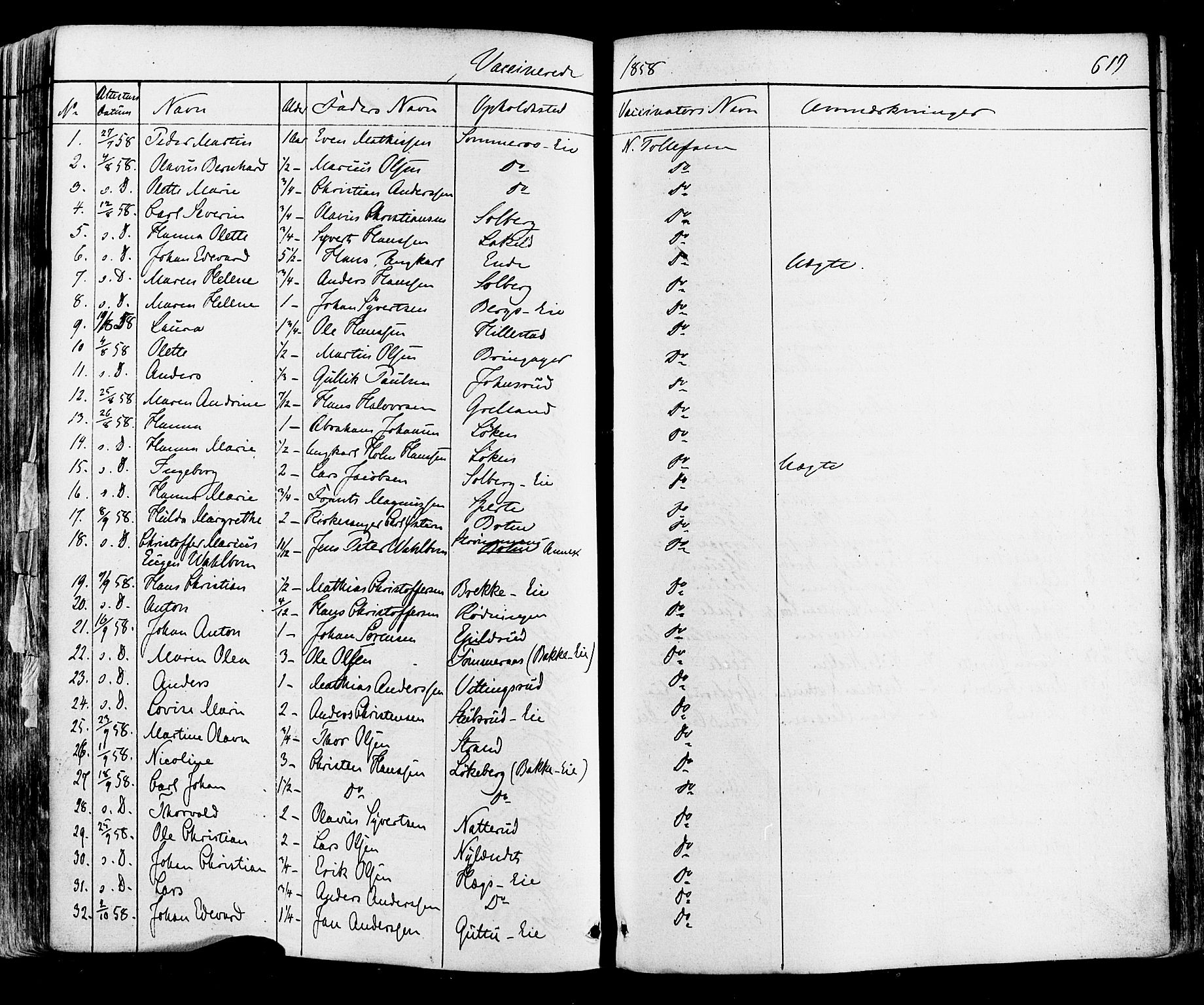 Botne kirkebøker, AV/SAKO-A-340/F/Fa/L0006: Parish register (official) no. I 6, 1836-1877, p. 619