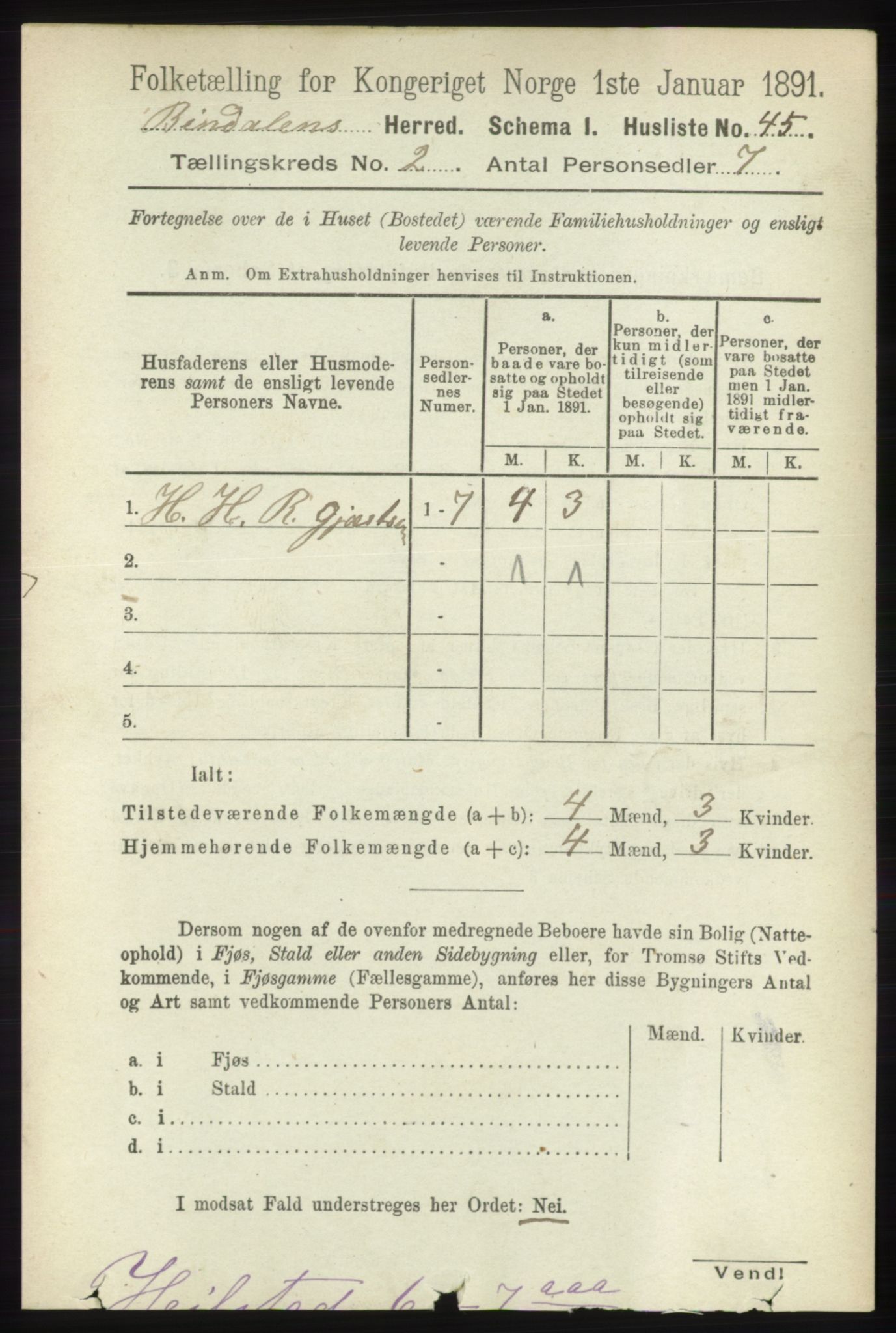 RA, 1891 census for 1811 Bindal, 1891, p. 276