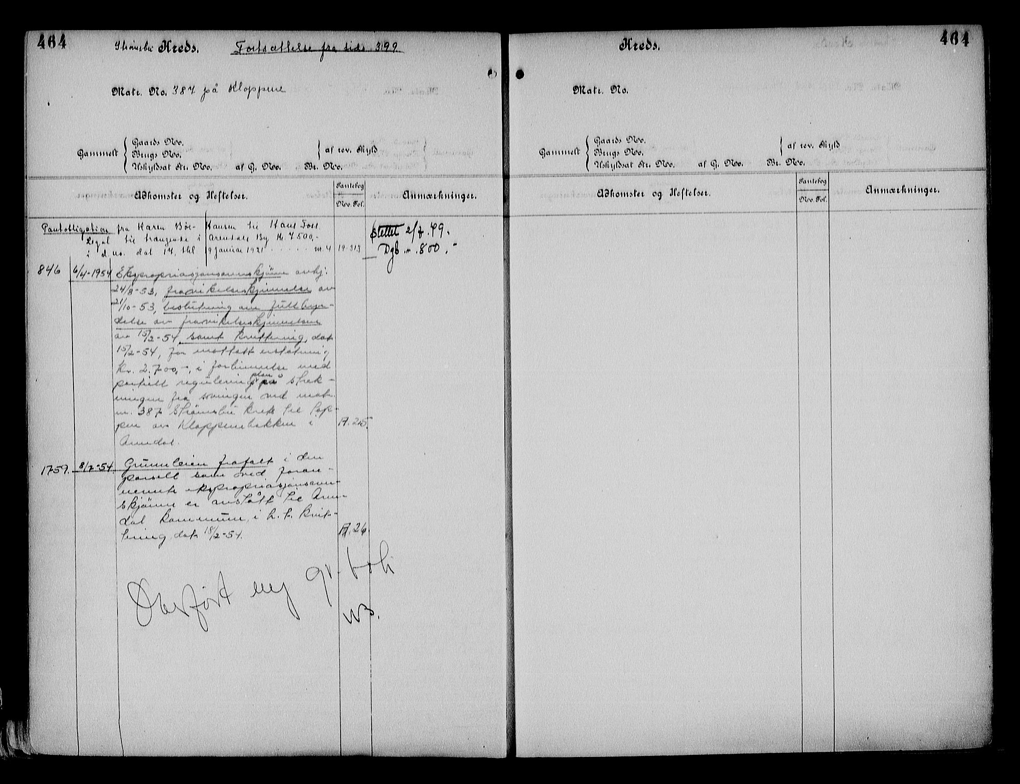 Arendal byfogd, SAK/1222-0001/G/Ga/L0012: Mortgage register no. 10 B, 1875-1940, p. 464