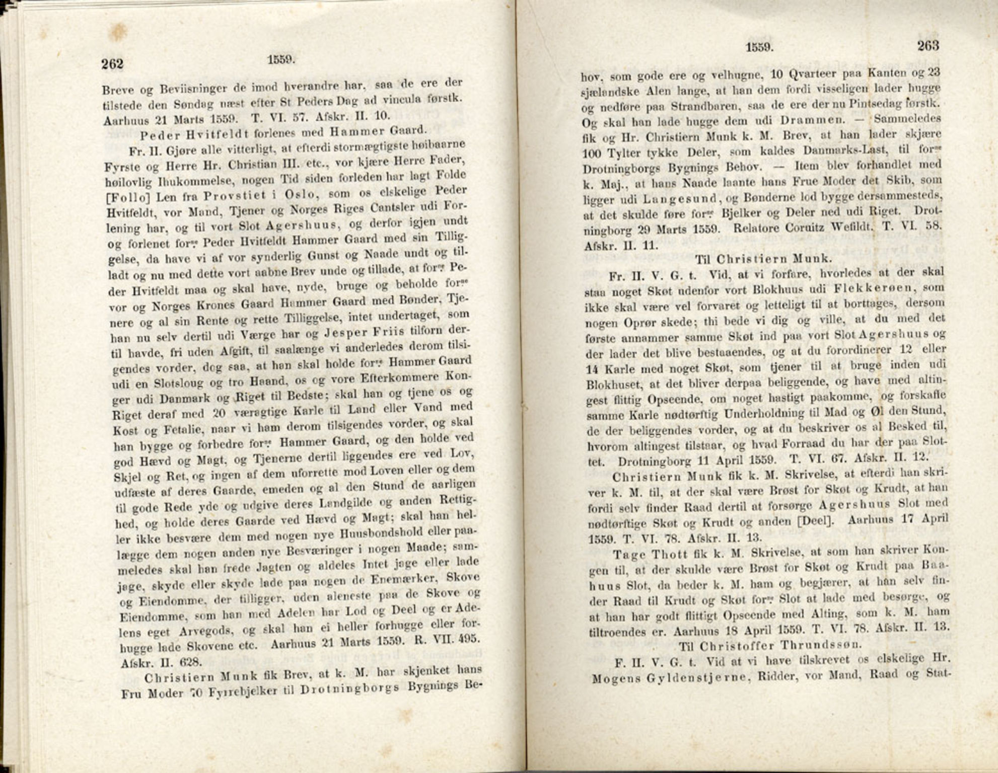 Publikasjoner utgitt av Det Norske Historiske Kildeskriftfond, PUBL/-/-/-: Norske Rigs-Registranter, bind 1, 1523-1571, p. 262-263