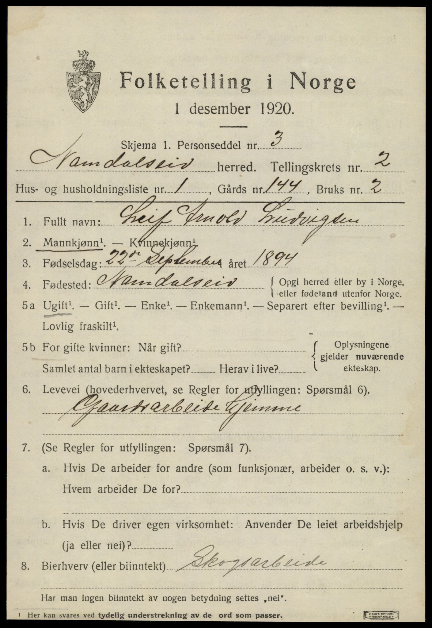 SAT, 1920 census for Namdalseid, 1920, p. 1348