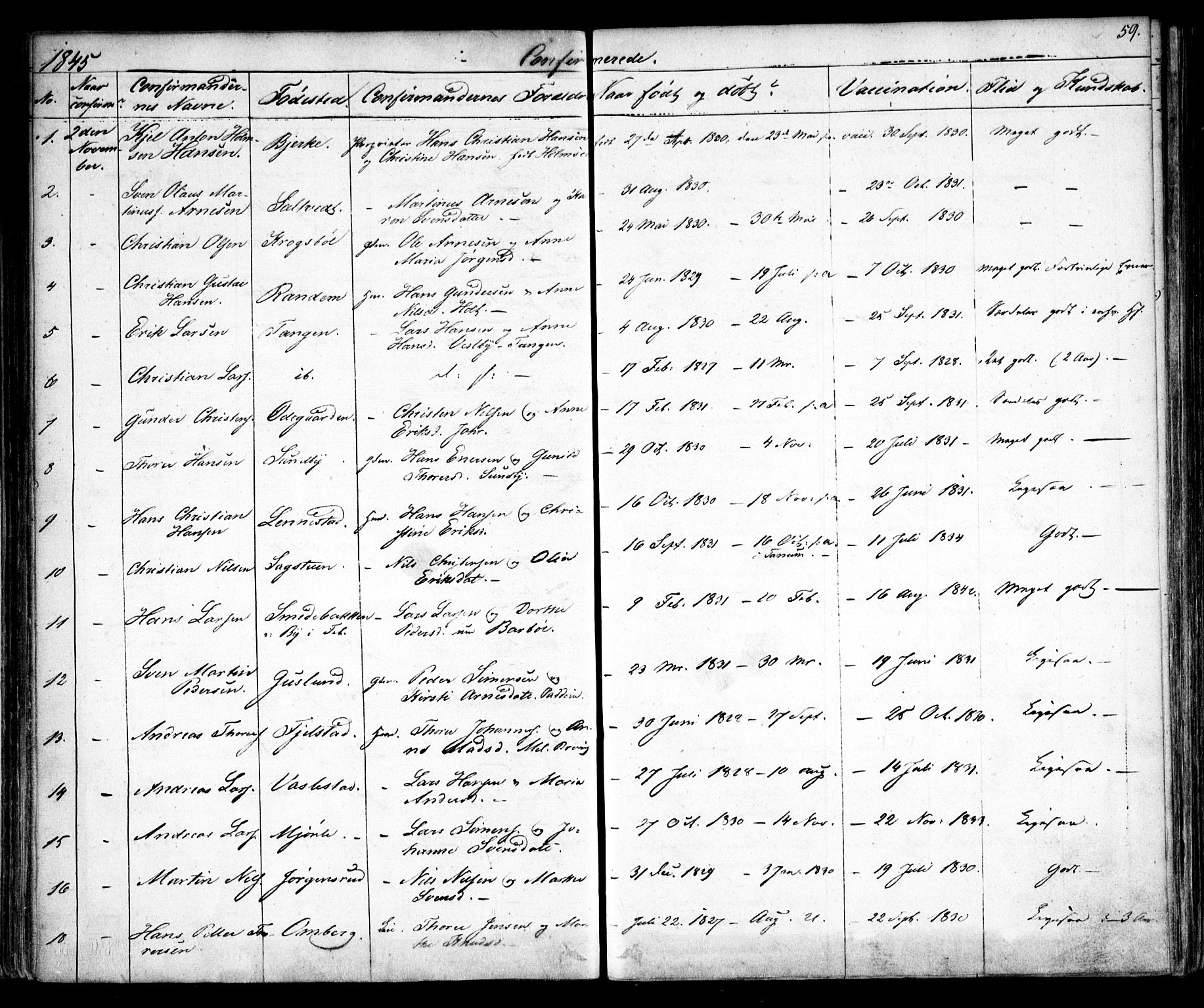 Enebakk prestekontor Kirkebøker, AV/SAO-A-10171c/F/Fa/L0010: Parish register (official) no. I 10, 1829-1876, p. 59