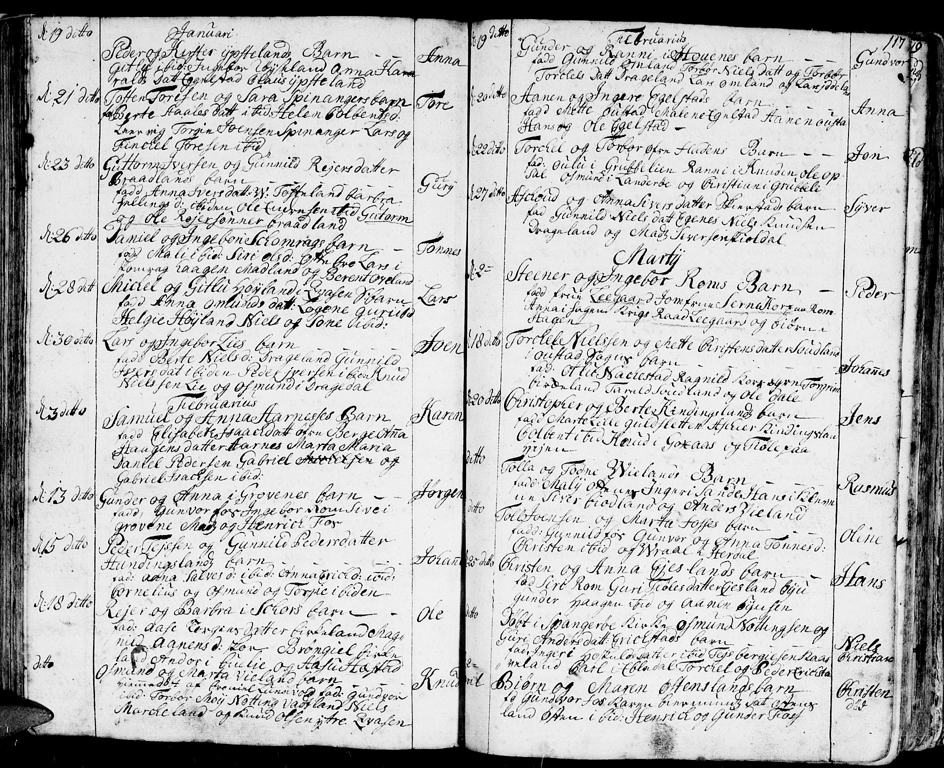 Lyngdal sokneprestkontor, AV/SAK-1111-0029/F/Fa/Fac/L0001: Parish register (official) no. A 1, 1727-1779, p. 117