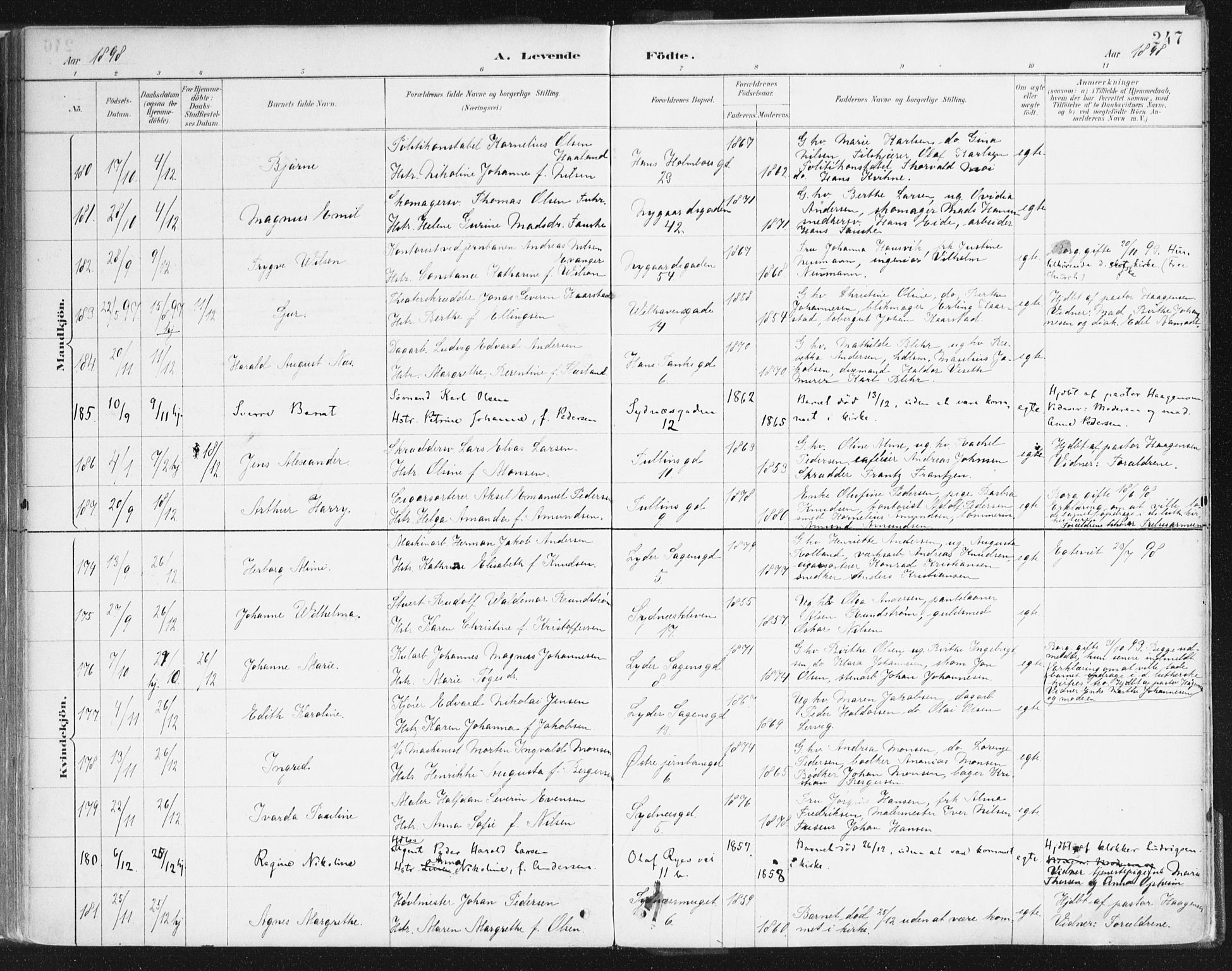 Johanneskirken sokneprestembete, SAB/A-76001/H/Haa/L0001: Parish register (official) no. A 1, 1885-1900, p. 247