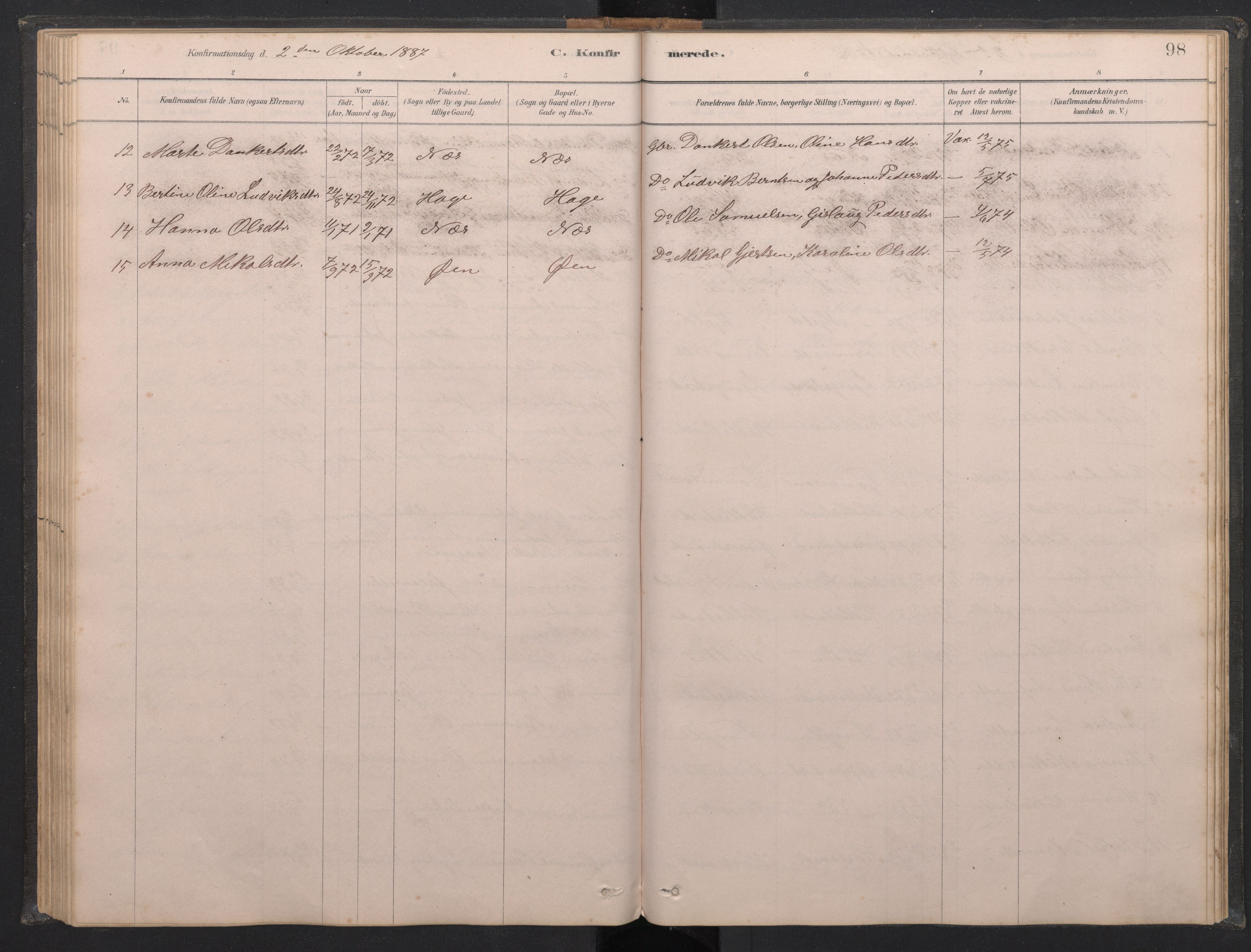 Gaular sokneprestembete, AV/SAB-A-80001/H/Hab: Parish register (copy) no. C 3, 1878-1897, p. 97b-98a