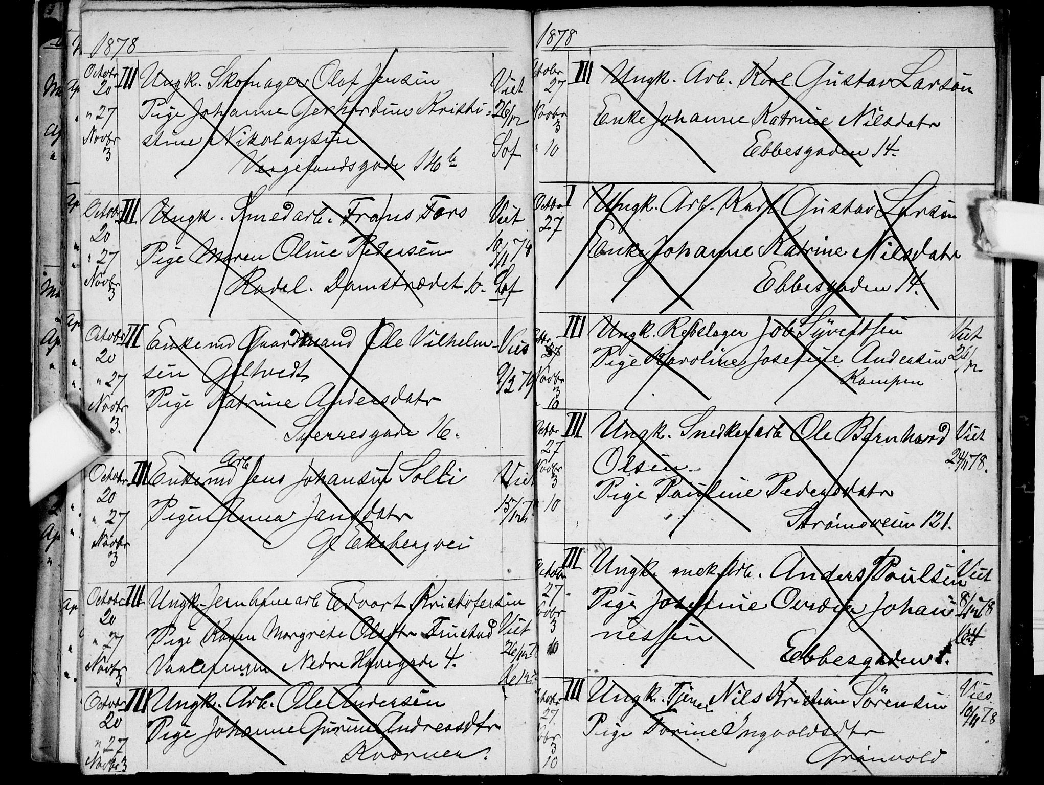 Østre Aker prestekontor Kirkebøker, AV/SAO-A-10840/H/Ha/L0003: Banns register no. I 3, 1873-1878