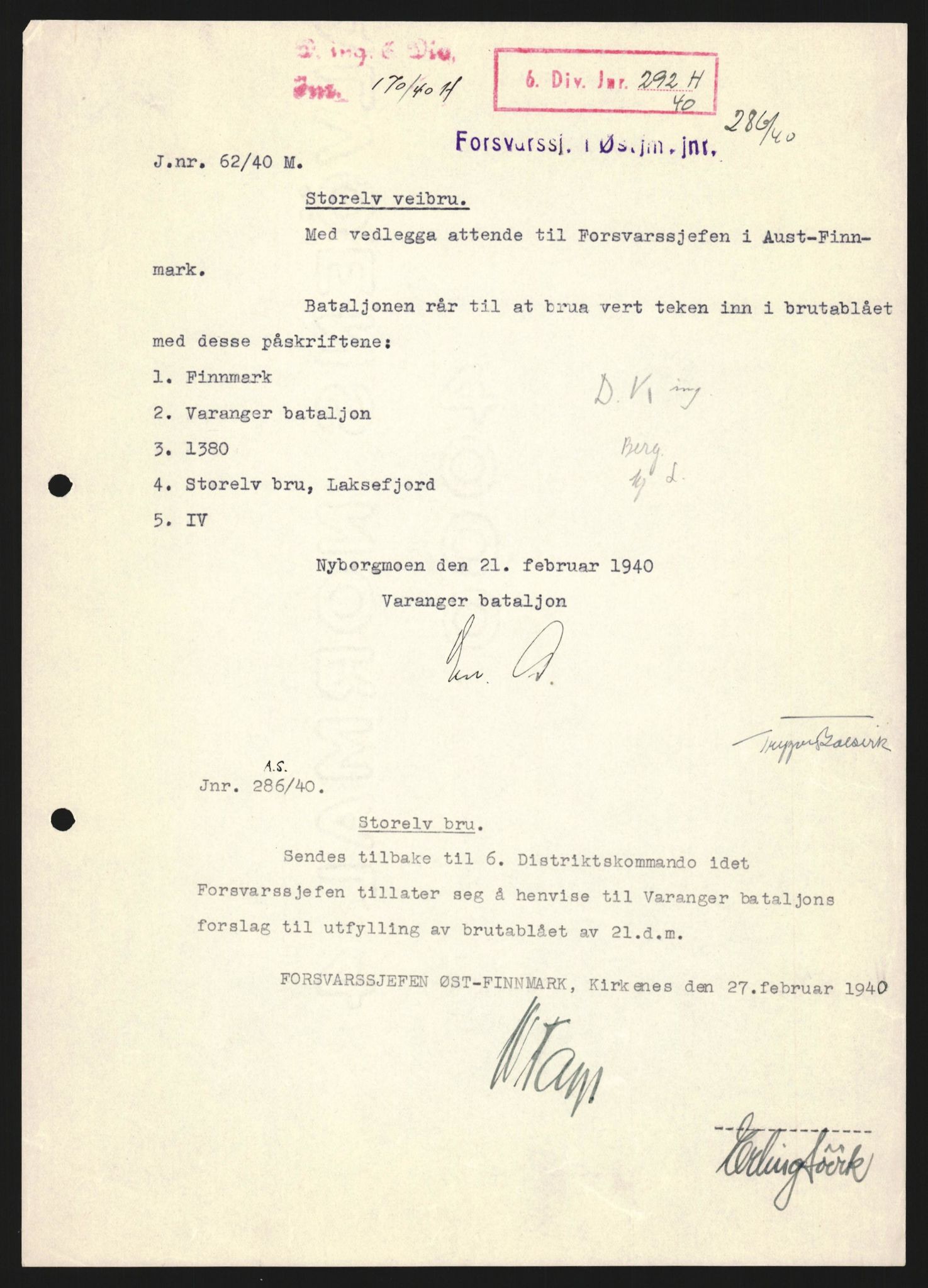 Forsvaret, Forsvarets krigshistoriske avdeling, RA/RAFA-2017/Y/Yb/L0121: II-C-11-600  -  6. Divisjon med avdelinger, 1939-1940, p. 72