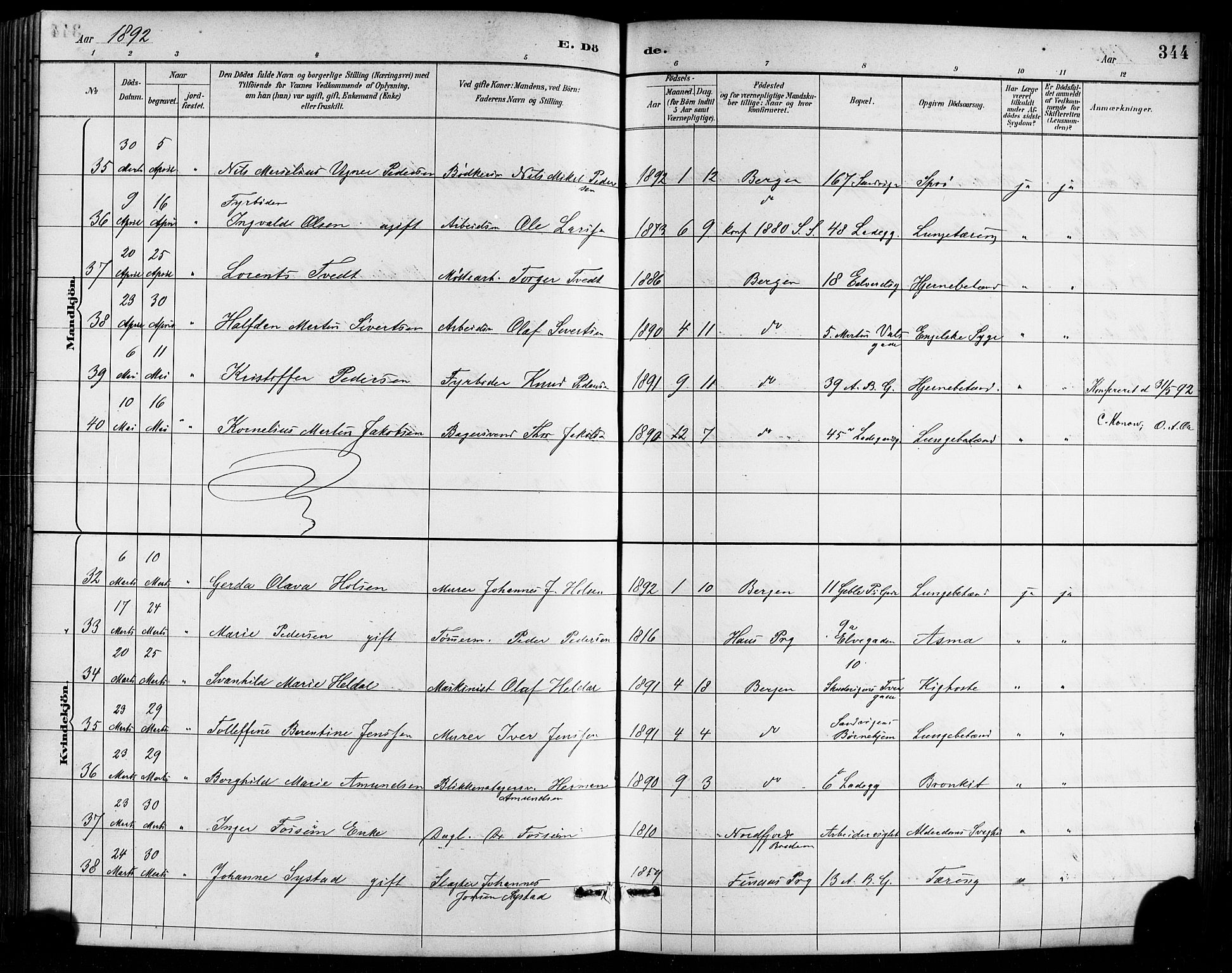 Sandviken Sokneprestembete, AV/SAB-A-77601/H/Hb/L0002: Parish register (copy) no. A 3, 1888-1902, p. 344