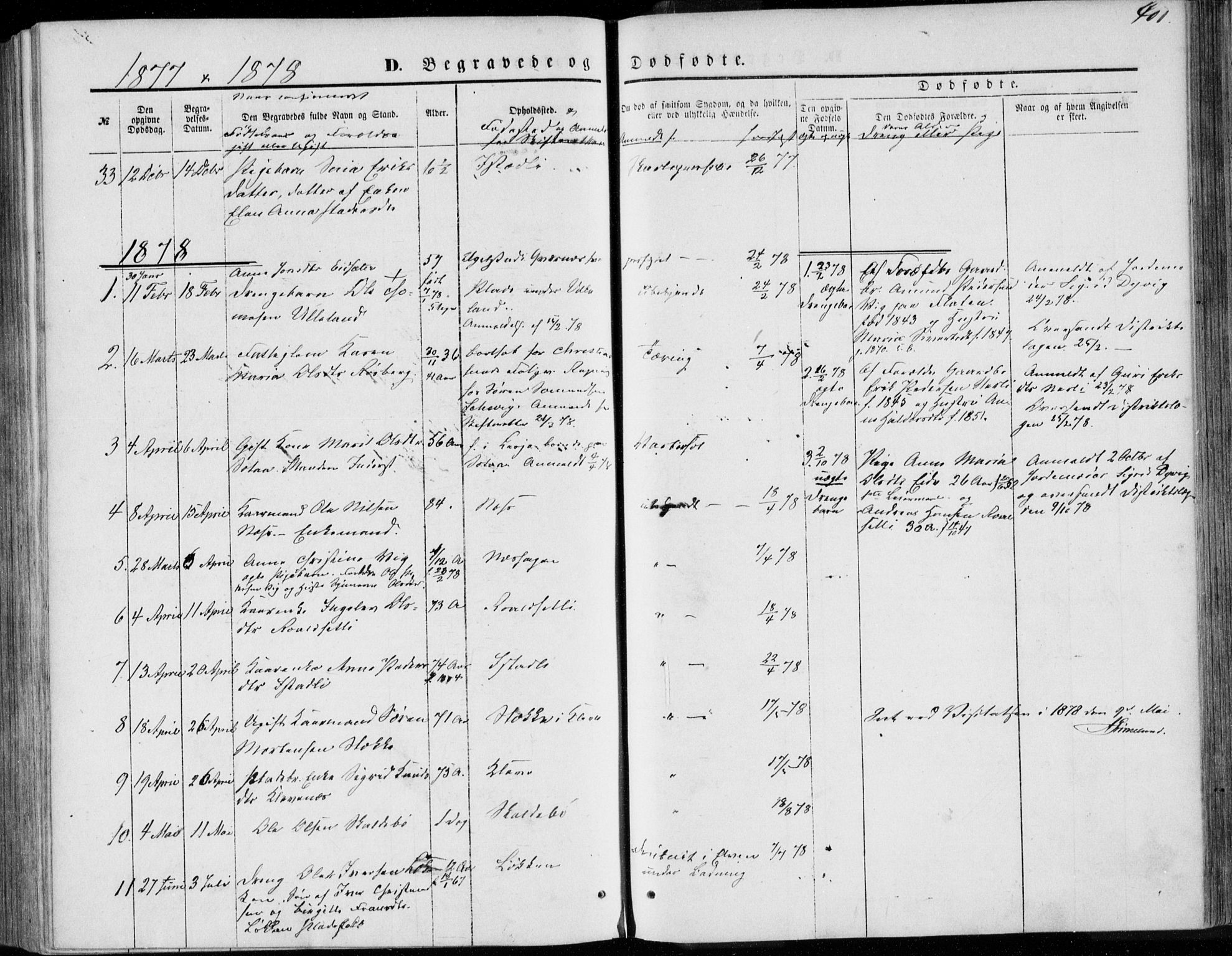 Ministerialprotokoller, klokkerbøker og fødselsregistre - Møre og Romsdal, SAT/A-1454/557/L0681: Parish register (official) no. 557A03, 1869-1886, p. 401