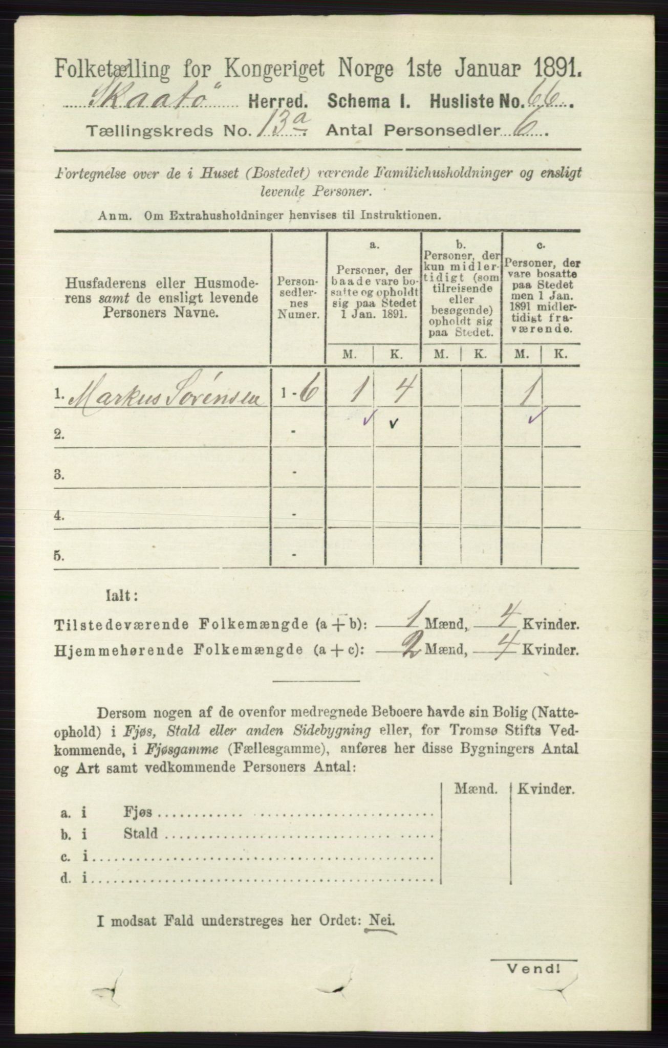 RA, 1891 census for 0815 Skåtøy, 1891, p. 4447