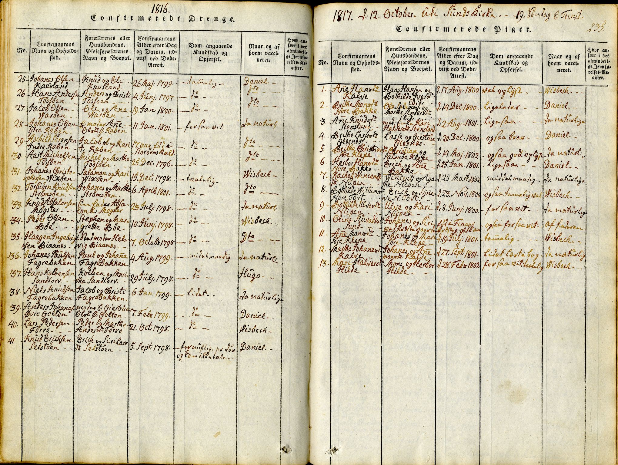 Sund sokneprestembete, AV/SAB-A-99930: Parish register (official) no. A 11, 1814-1825, p. 235